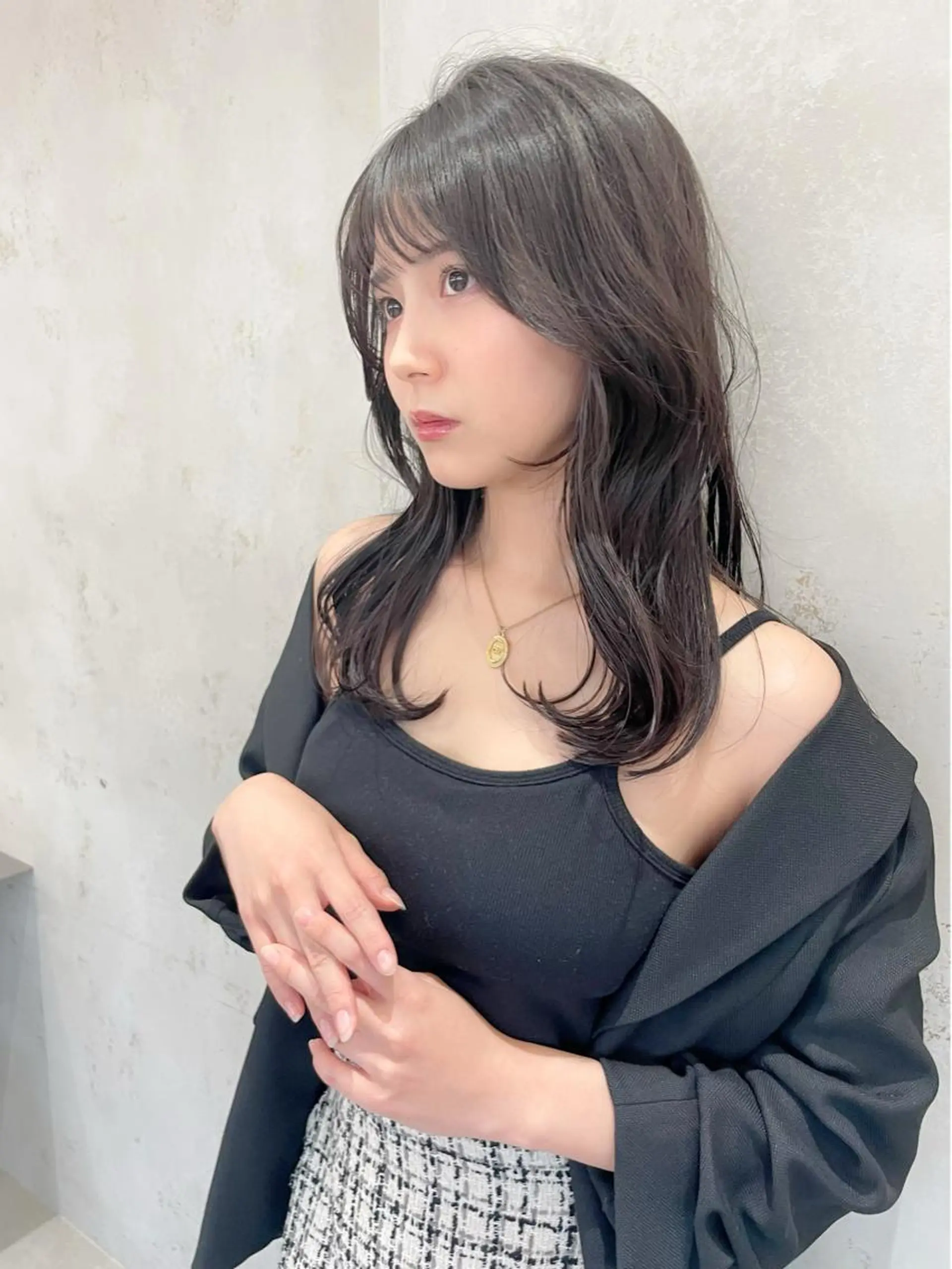 セミロング カット ヘアカラー トリートメント 縮毛矯正　髪質改善 韓国風レイヤー　吉田のヘアスタイル