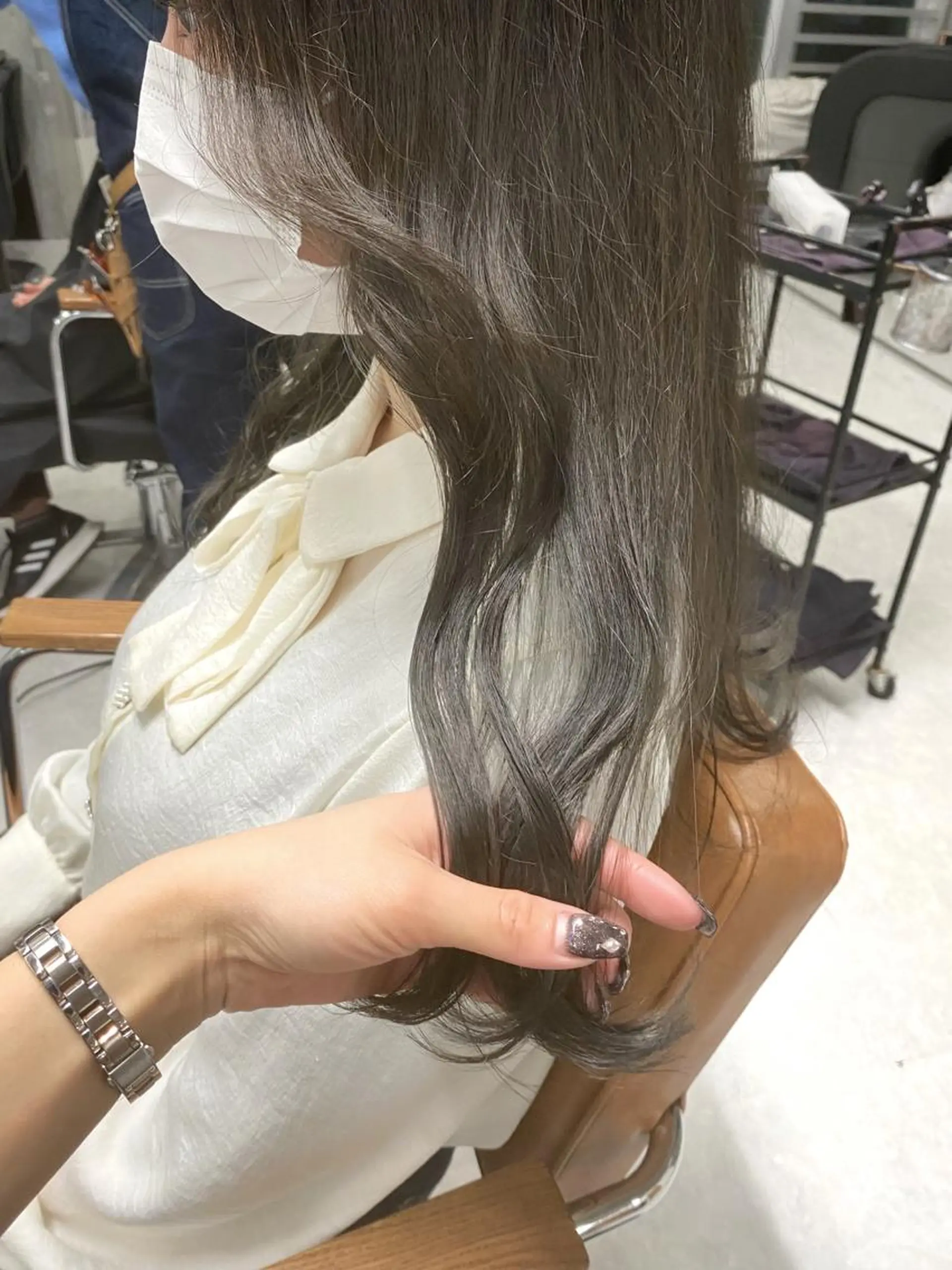 セミロング カラー ヘアアレンジ 🌷FUKA🌷 まろやかハイトーンのヘアスタイル
