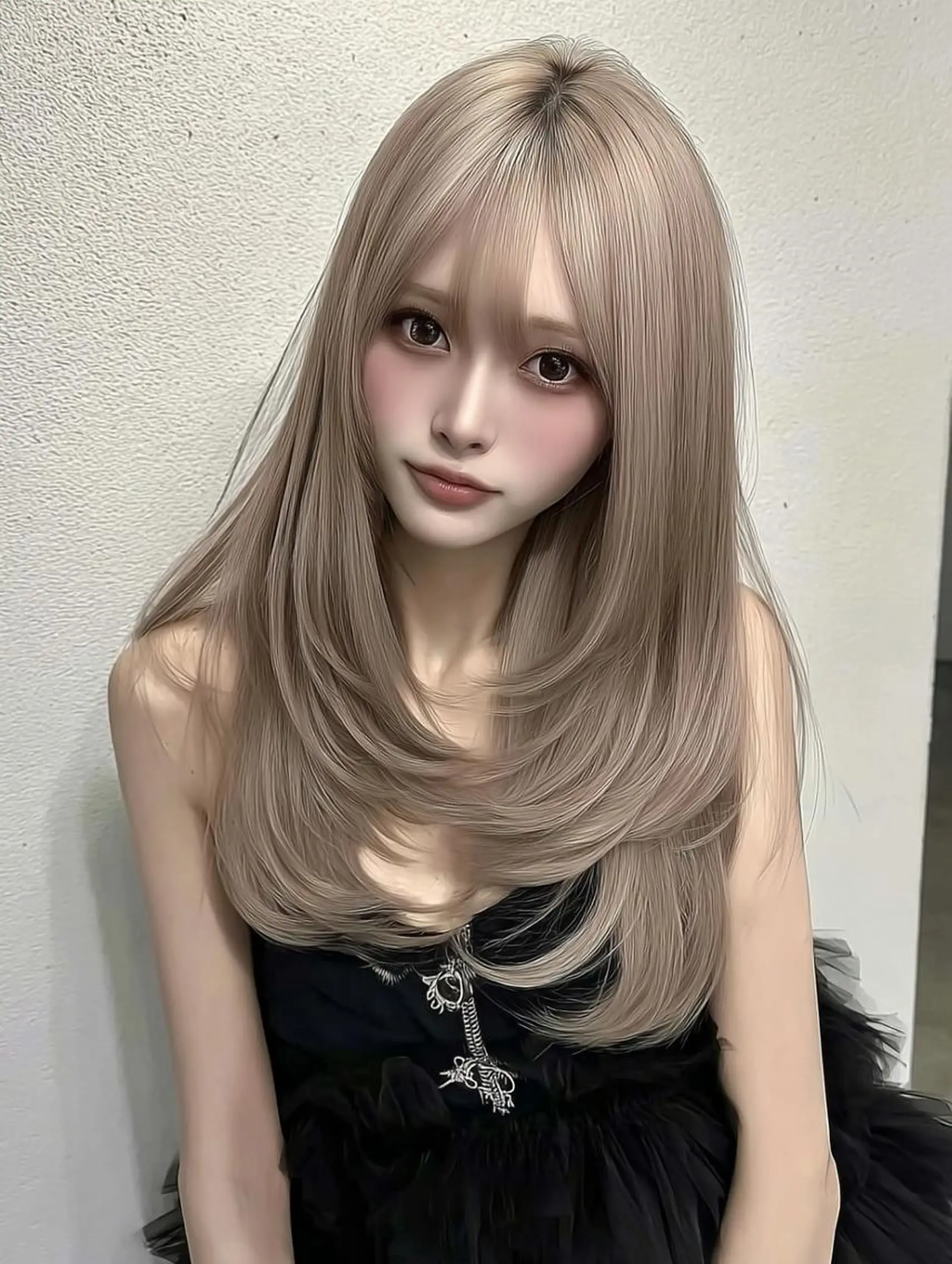 セミロング ボブ 髪質改善 韓国風ヘア レイヤーカット 縮毛矯正 カット ヘアカラー 祖慶 歩のヘアスタイル