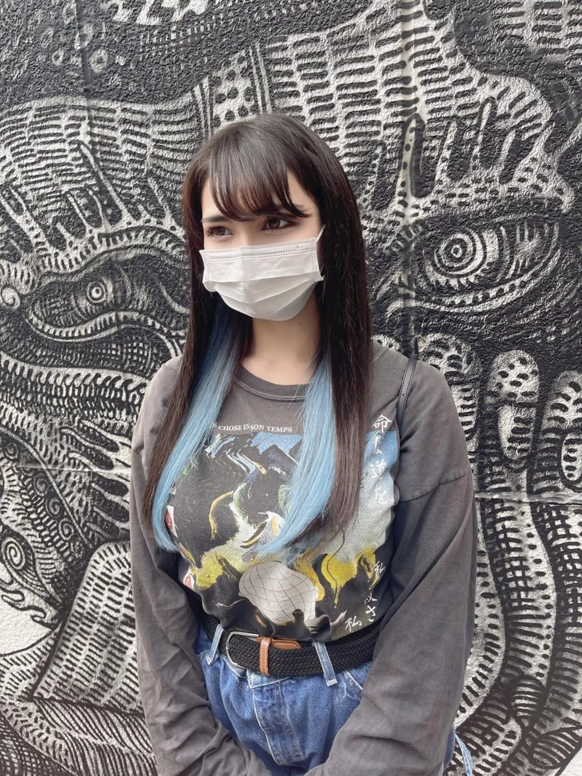 ロング カラー ヘアアレンジ マツエク・マツパ シールエクステ ブルーカラー エクステ ロング 🌈派手髪エクステ ブレイズ🌈ひろとのヘアスタイル