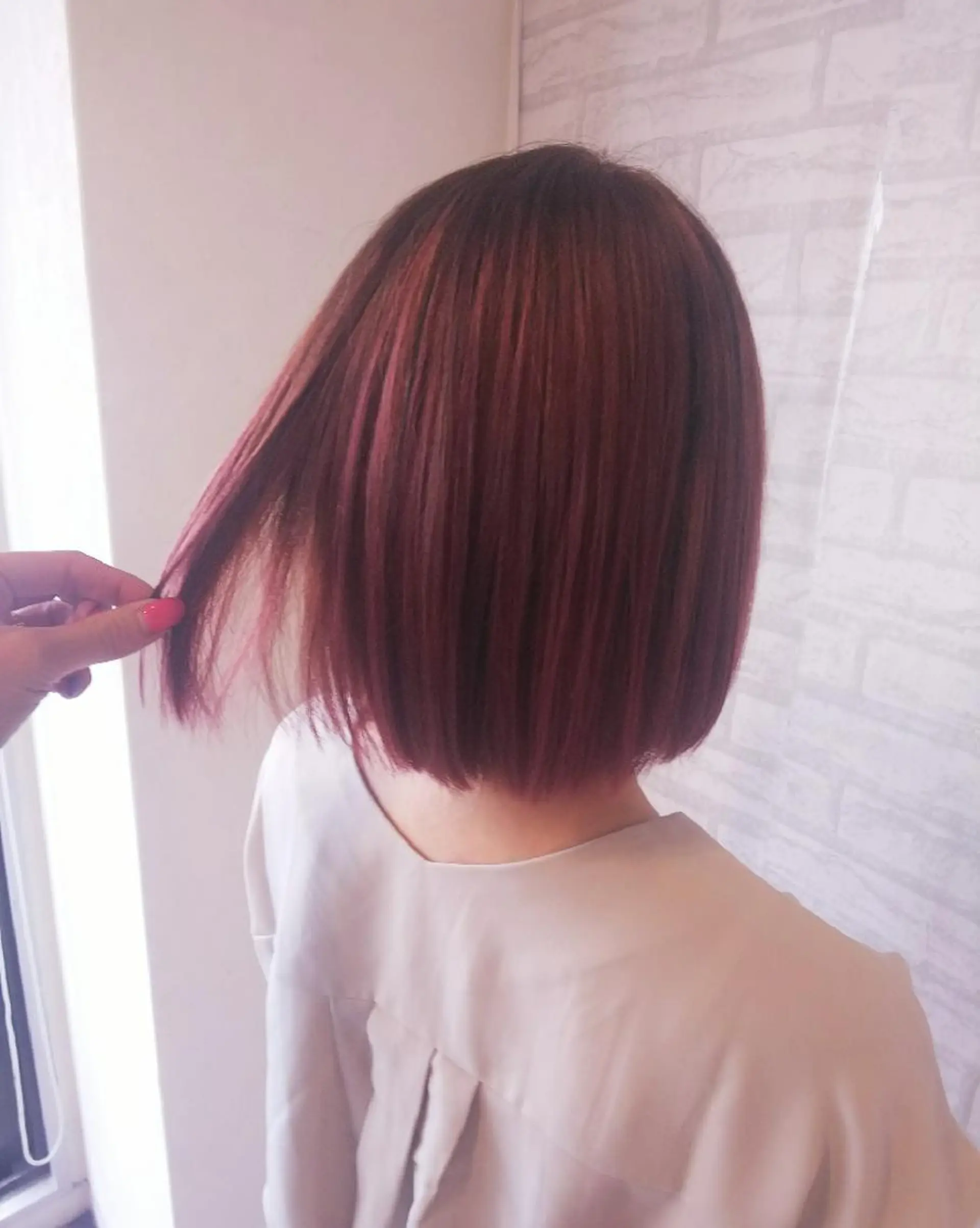ミディアム カラー ピンクカラー RU RIのヘアスタイル