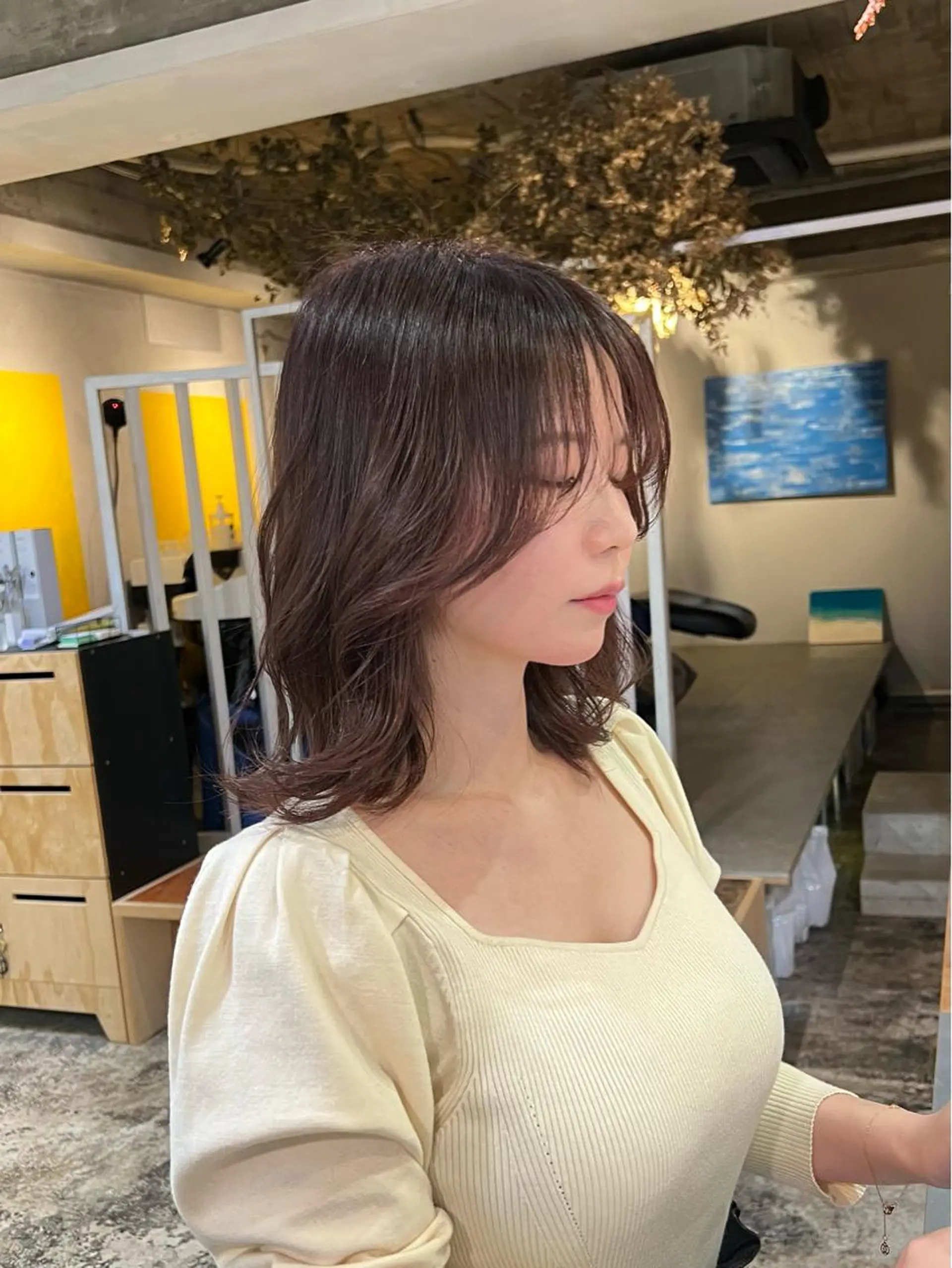 ミディアム カラー ブラウンカラー レッドカラー レッドブラウン 韓国風ヘア レイヤーカット 北花田美容師🍃村尾 光太/むらのヘアスタイル