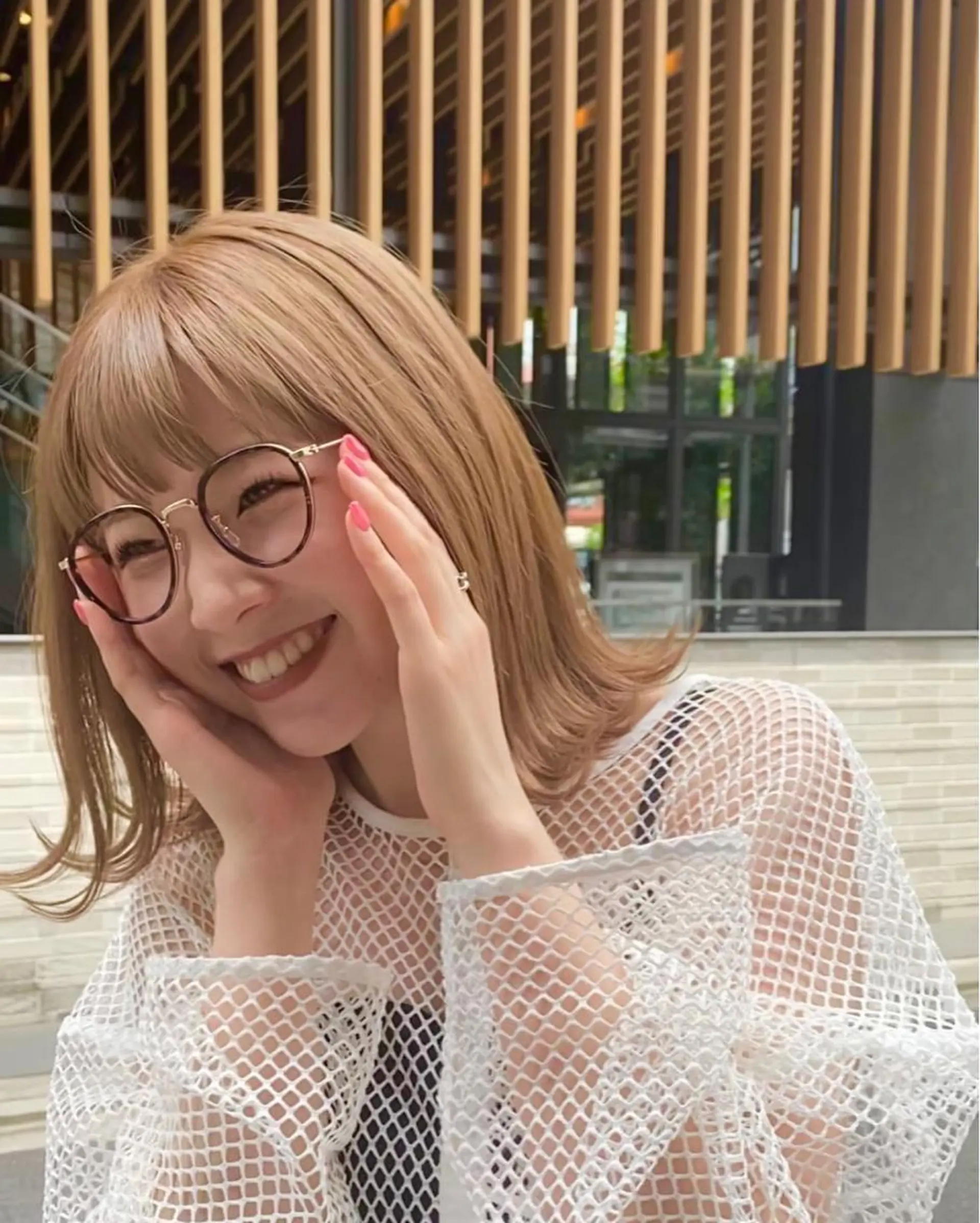 ミディアム カラー アディクシーカラー ベージュカラー ハイトーンカラー イルミナカラー ボブ 🌿レイヤー/ブリー チ/🌿‬JINのヘアスタイル