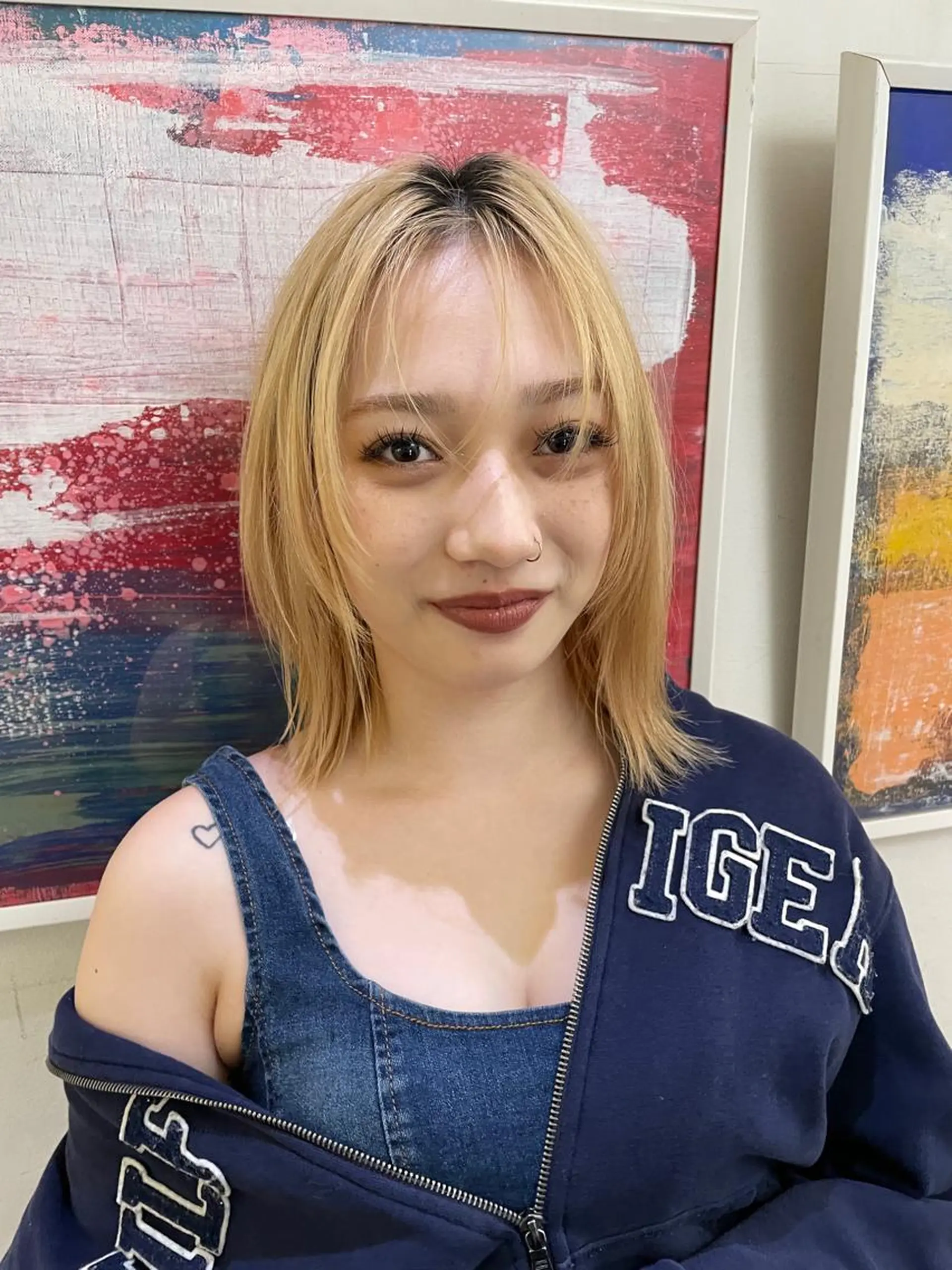 ミディアム カラー ブリーチ MINX青山店所属・結莉/ボブ/ 縮毛矯正のヘアスタイル