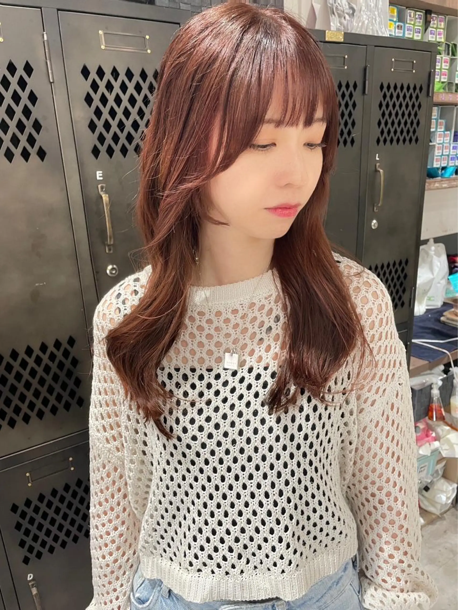 ロング カラー パーマ ブラウンカラー ピンクカラー ピンクブラウン 韓国風ヘア レイヤーカット/髪質 改善/矯正🤍吉田のヘアスタイル