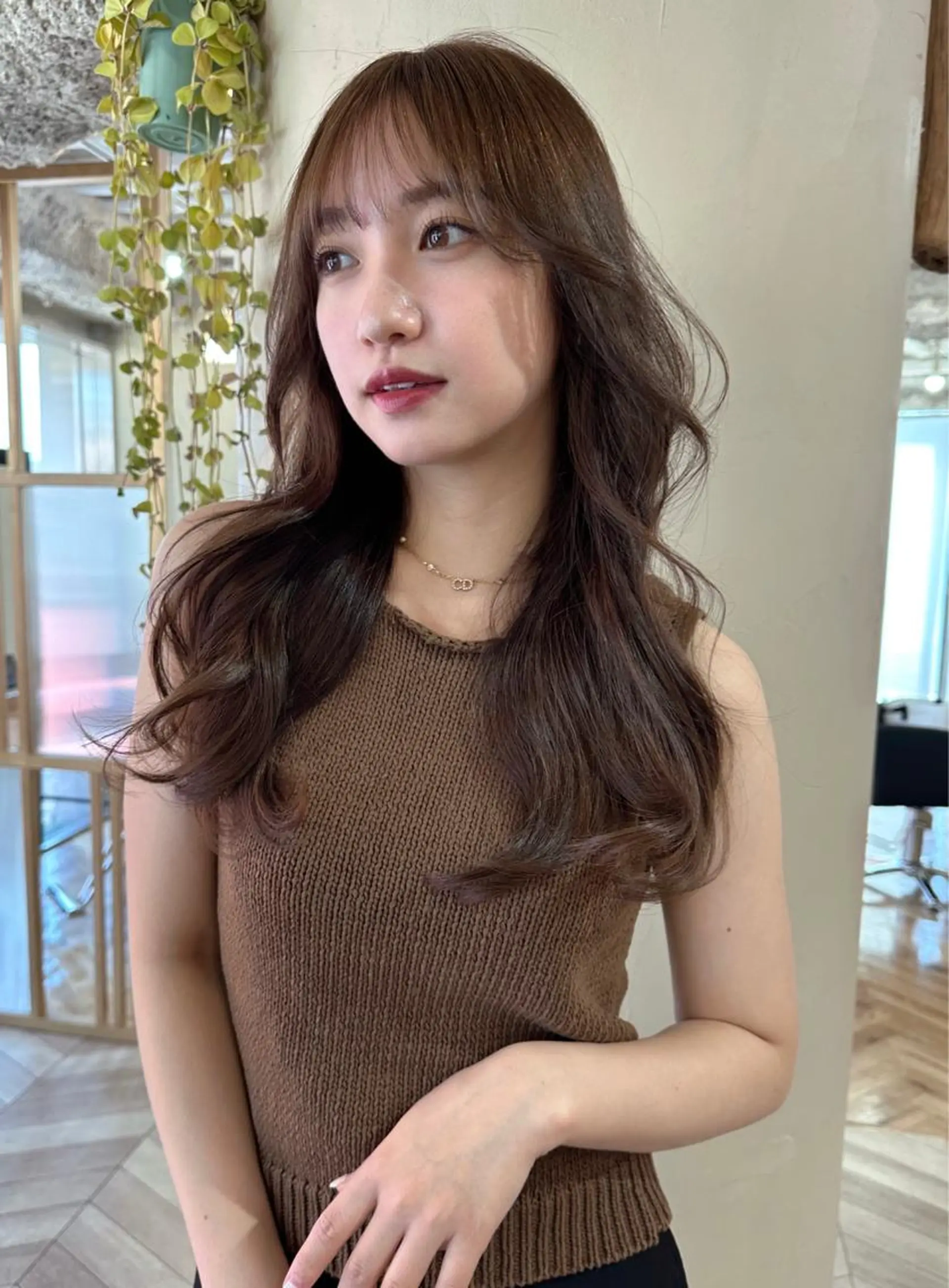 セミロング ヘアカラー トリートメント レイヤー/顔周り 田山　穂波のヘアスタイル