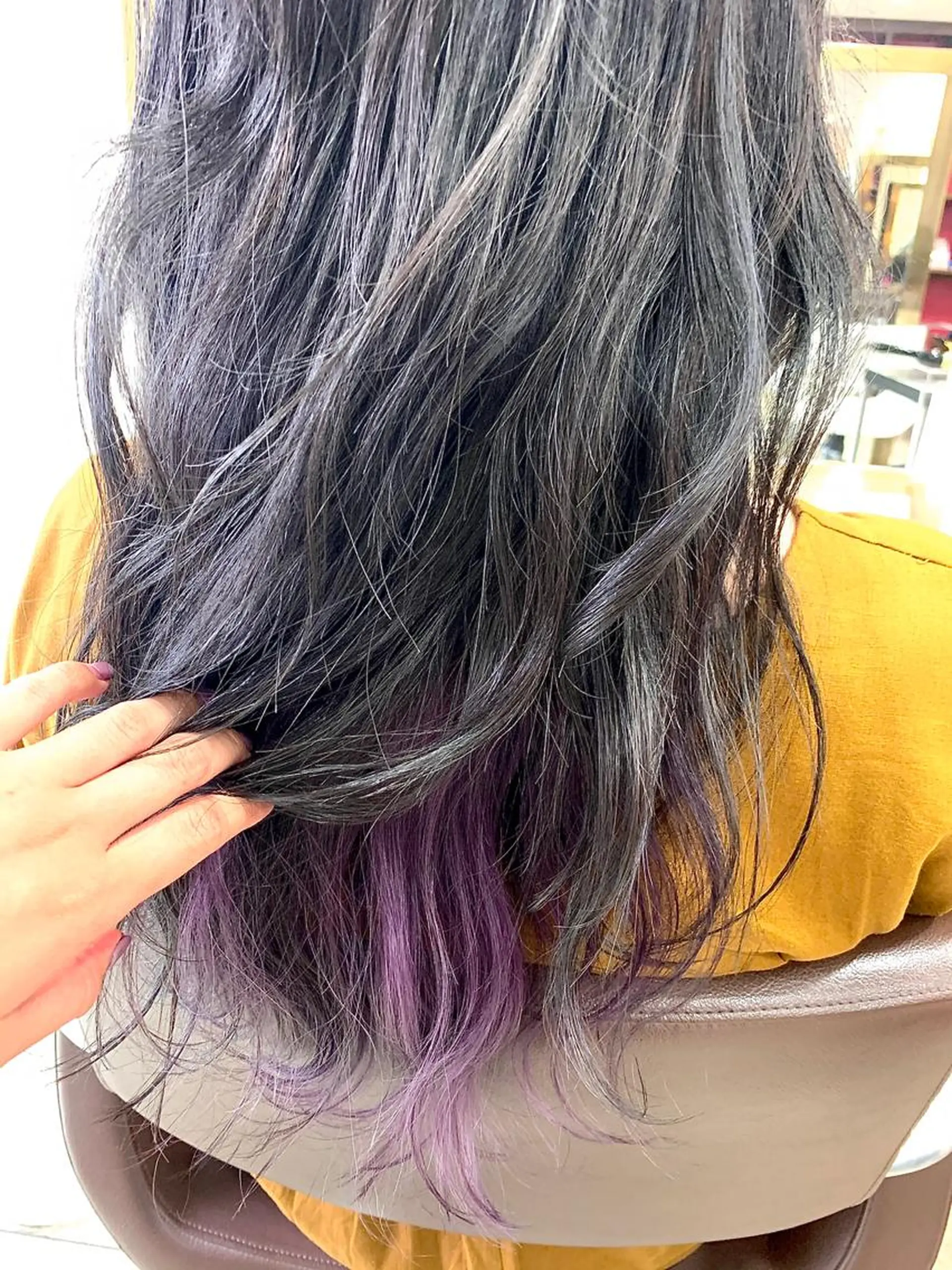 ロング カラー ブリーチ インナーカラー パープルカラー たなか りなのヘアスタイル