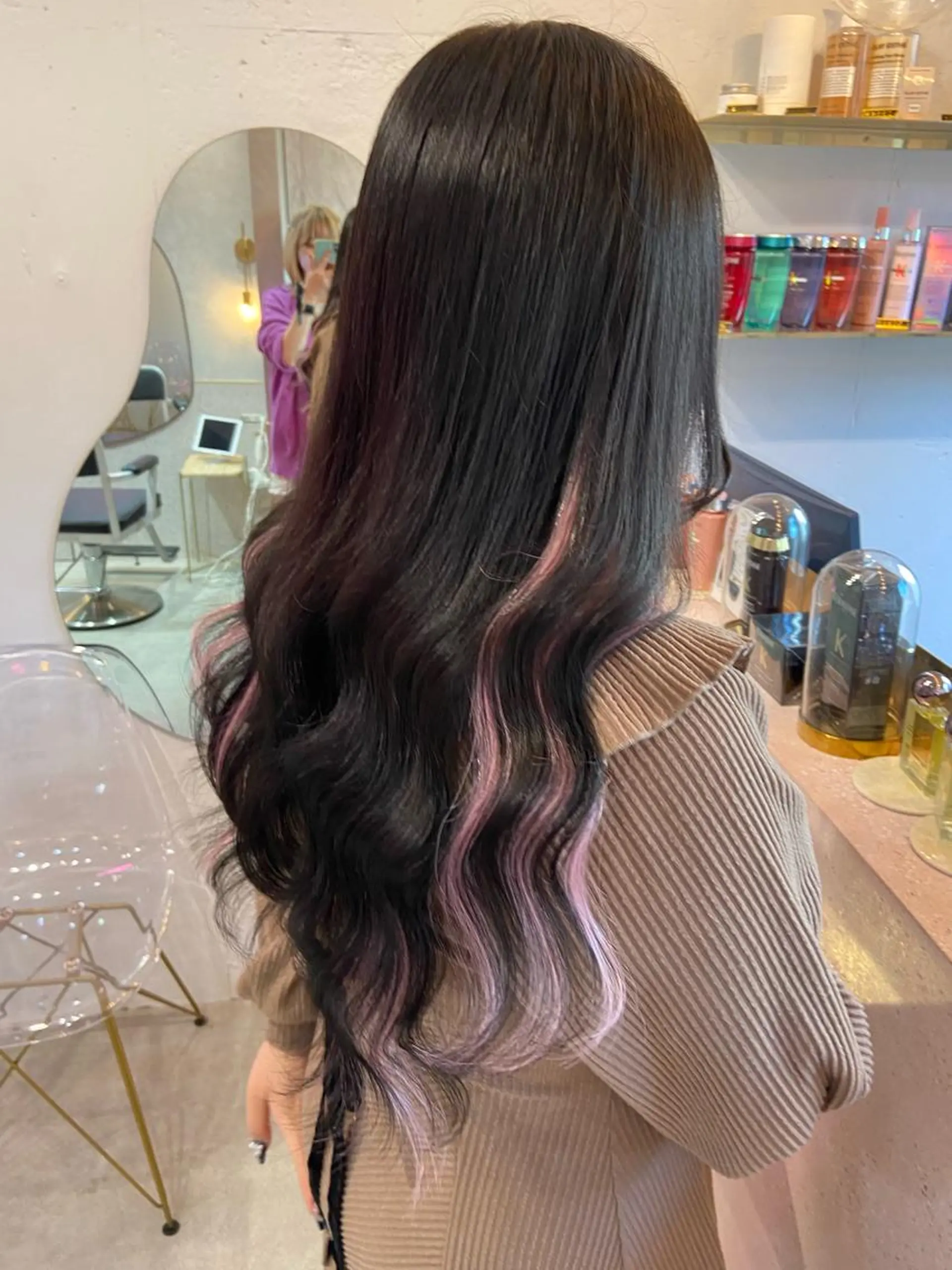 ロング カラー シールエクステ ブリーチ ブラウンカラー ケアカラー ダブルカラー ヘアカラー トリートメント エクステ 新宿/韓国ヘア 中明度カラー/かやのヘアスタイル