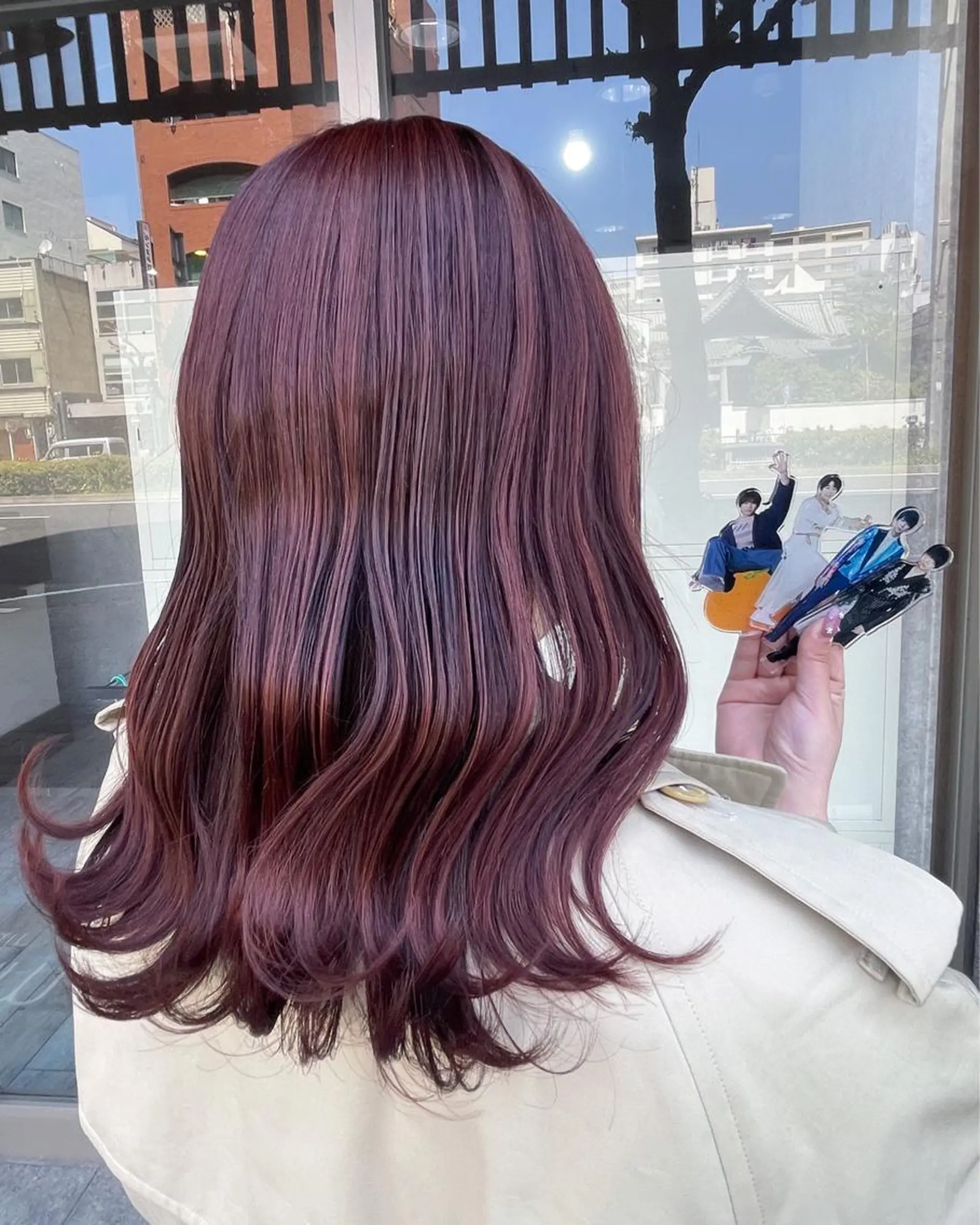 セミロング カラー ボルドーカラー ピンクカラー イワタ マハ/ minim hairのヘアスタイル