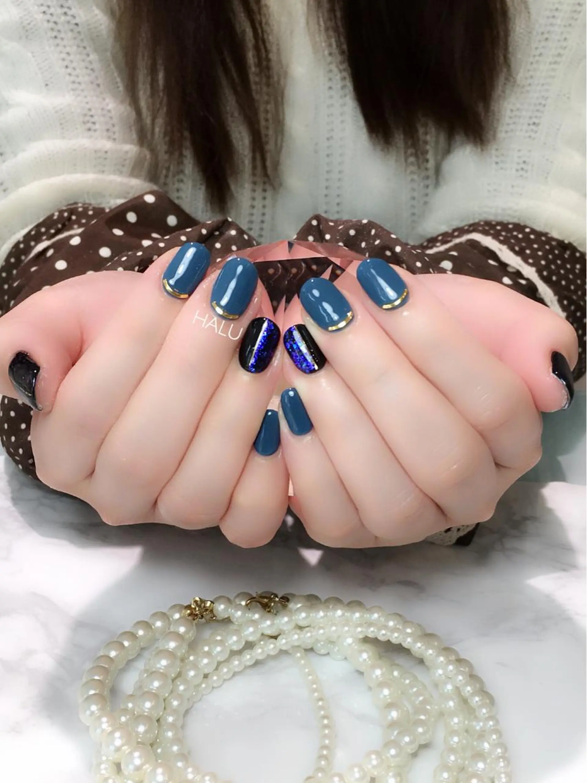 ネイル グリーン キラキラネイル HALU ハルのネイルデザイン