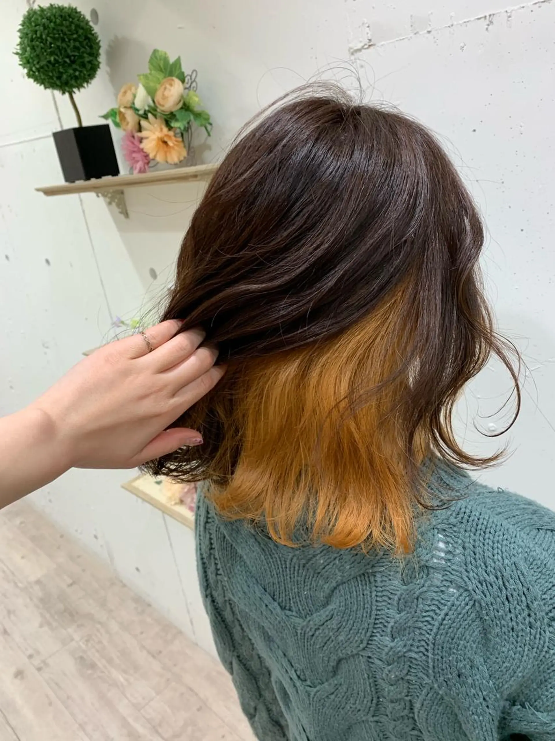 ミディアム カラー ブリーチ ブラウンカラー オレンジ ヘアカラー トリートメント 🍑艶髪✖️暖色系 ✨momoka🍑のヘアスタイル