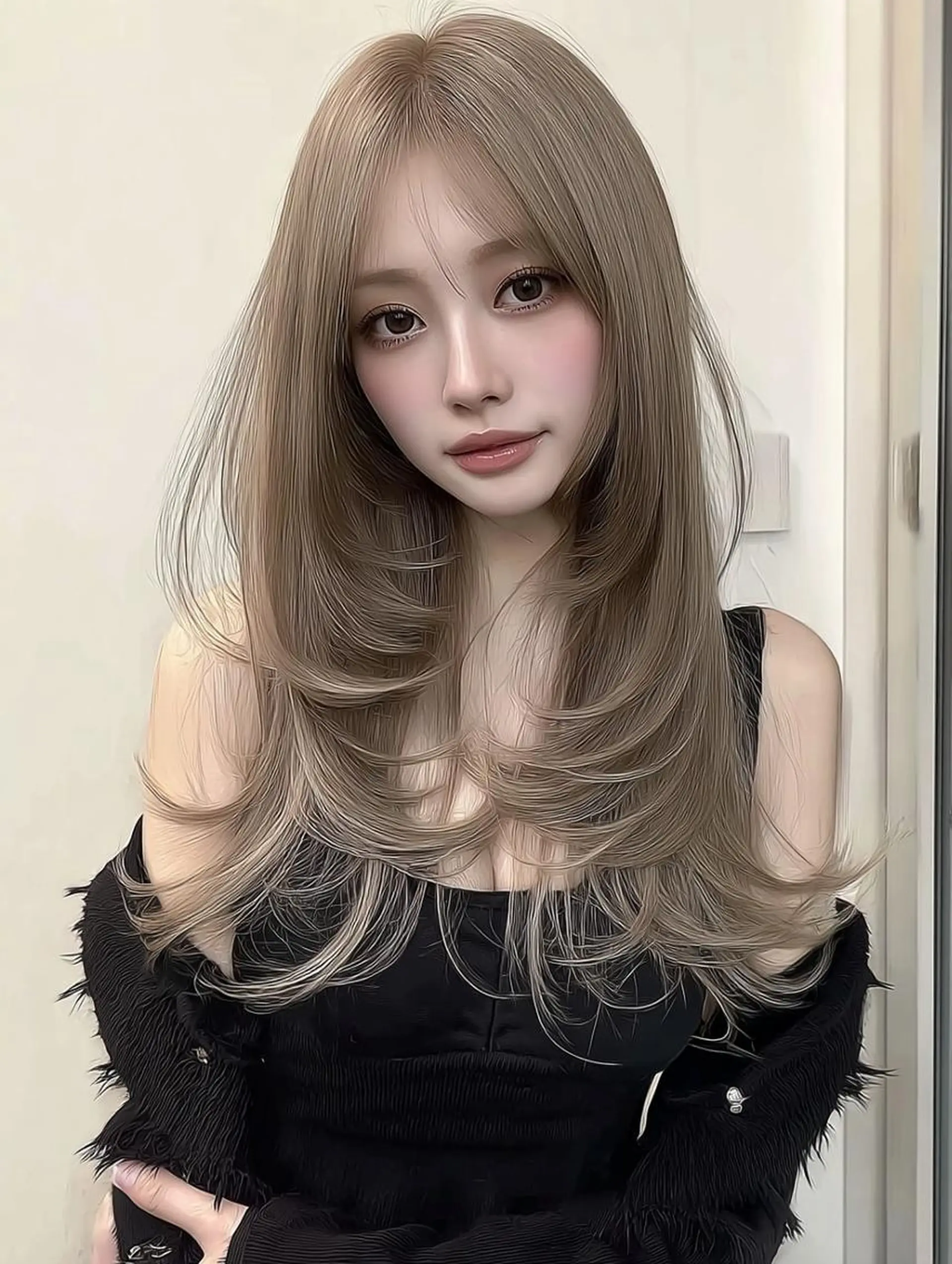 セミロング ボブ 髪質改善 韓国風ヘア レイヤーカット 縮毛矯正 カット ヘアカラー 祖慶 歩のヘアスタイル