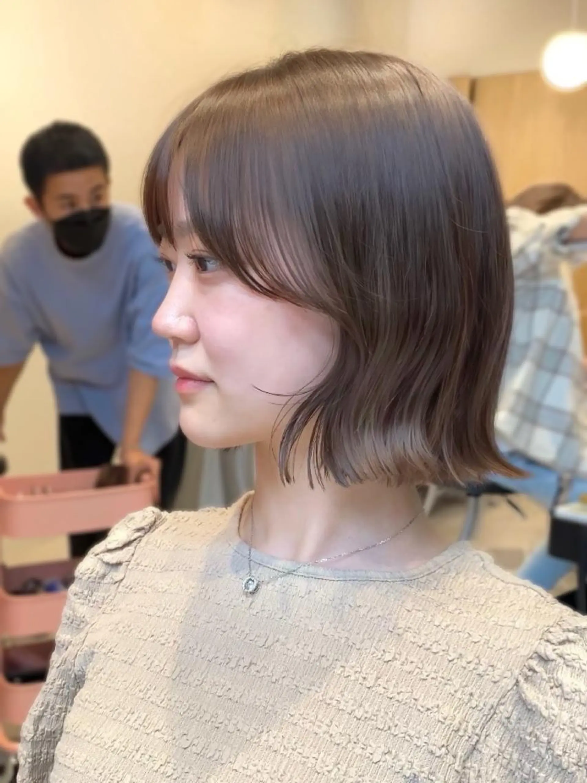 ミディアム カラー パーマ ヘアアレンジ カット ヘアカラー トリートメント ヘアセット 小野寺瑞希 /最小顔カットのヘアスタイル