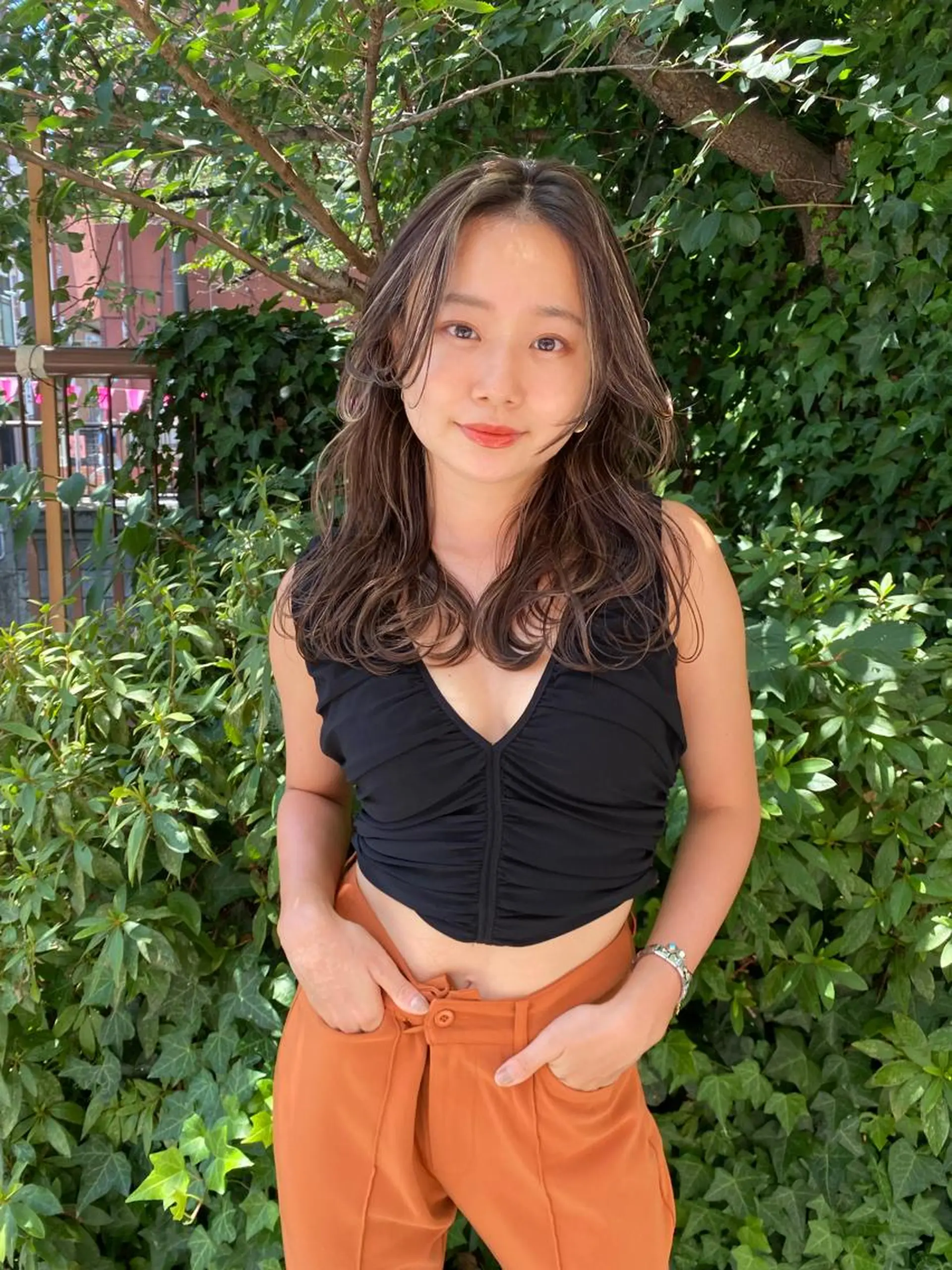 セミロング カラー ハイライトカラー ハイライト ♡レイヤーカット れお♡のヘアスタイル