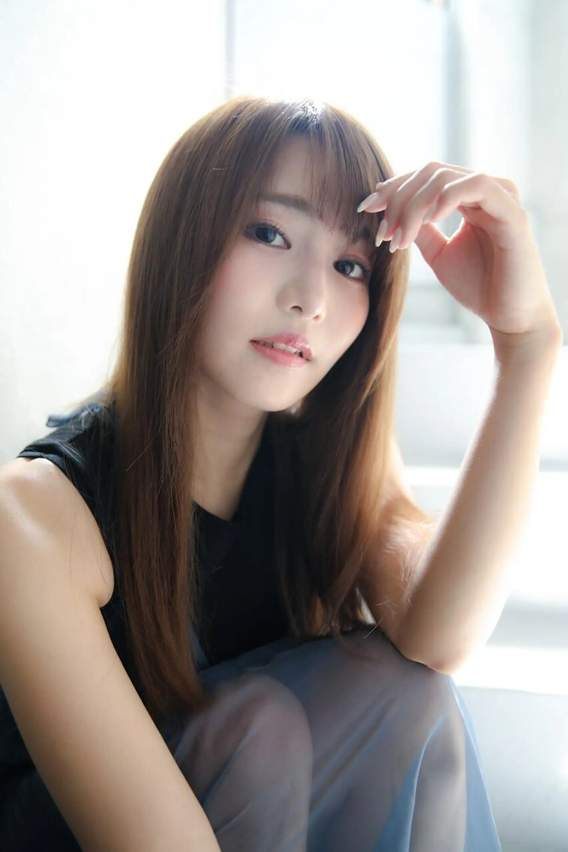 ロング カラー カット ヘアカラー トリートメント 勘場 万菜華のヘアスタイル