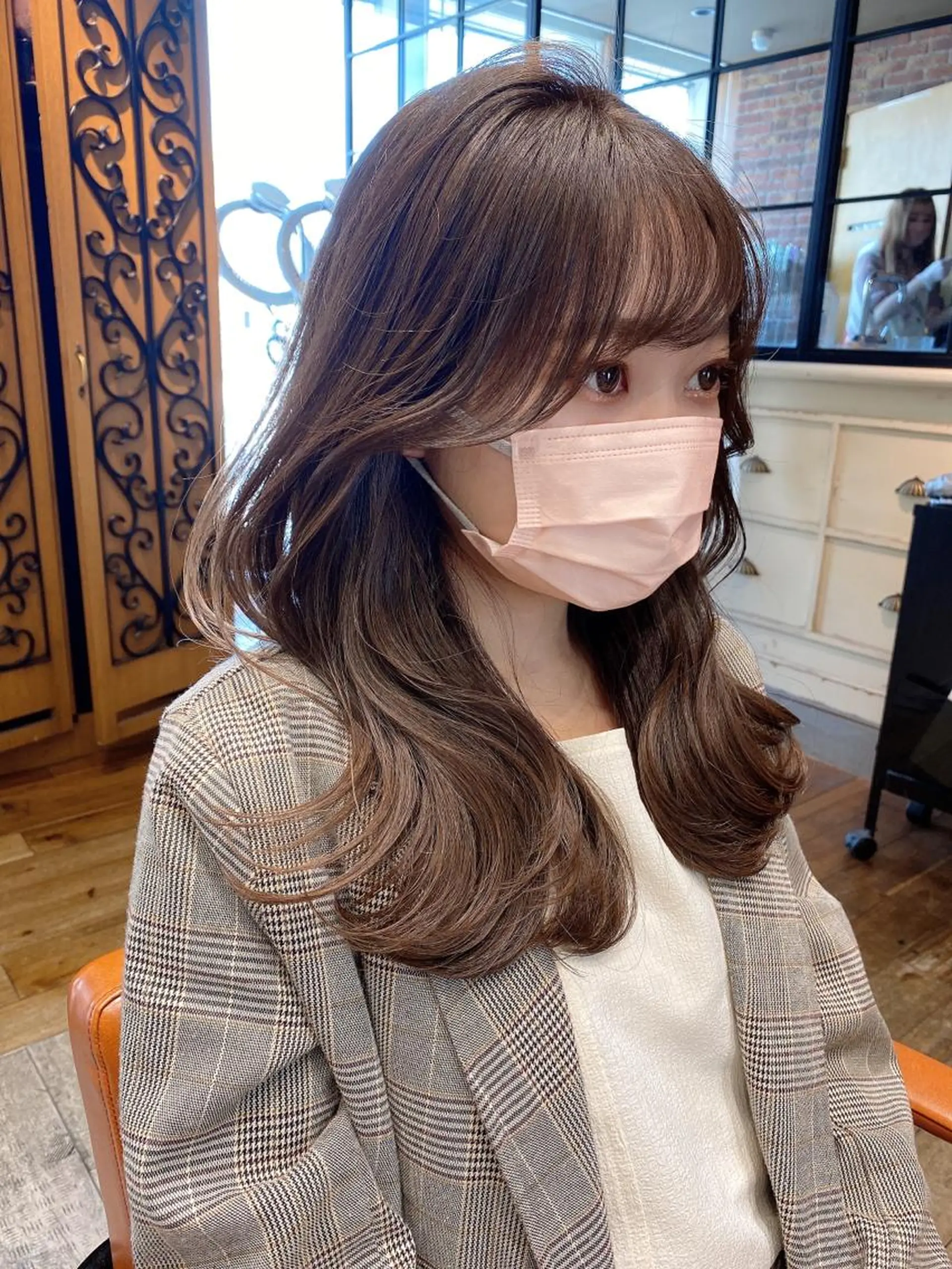 セミロング カラー ベージュカラー ブラウンカラー くびれヘア 顔周りカット レイヤーカット 顔周り/くびれヘア 韓国ヘア💕風間るなのヘアスタイル