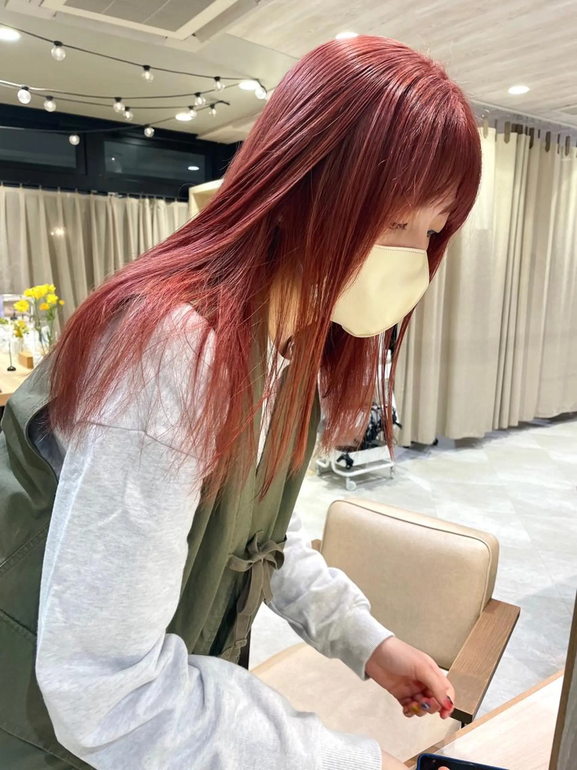 ロング カラー ブリーチ ダブルカラー オレンジ ピンクカラー haru/レイヤー/ ウルフのヘアスタイル