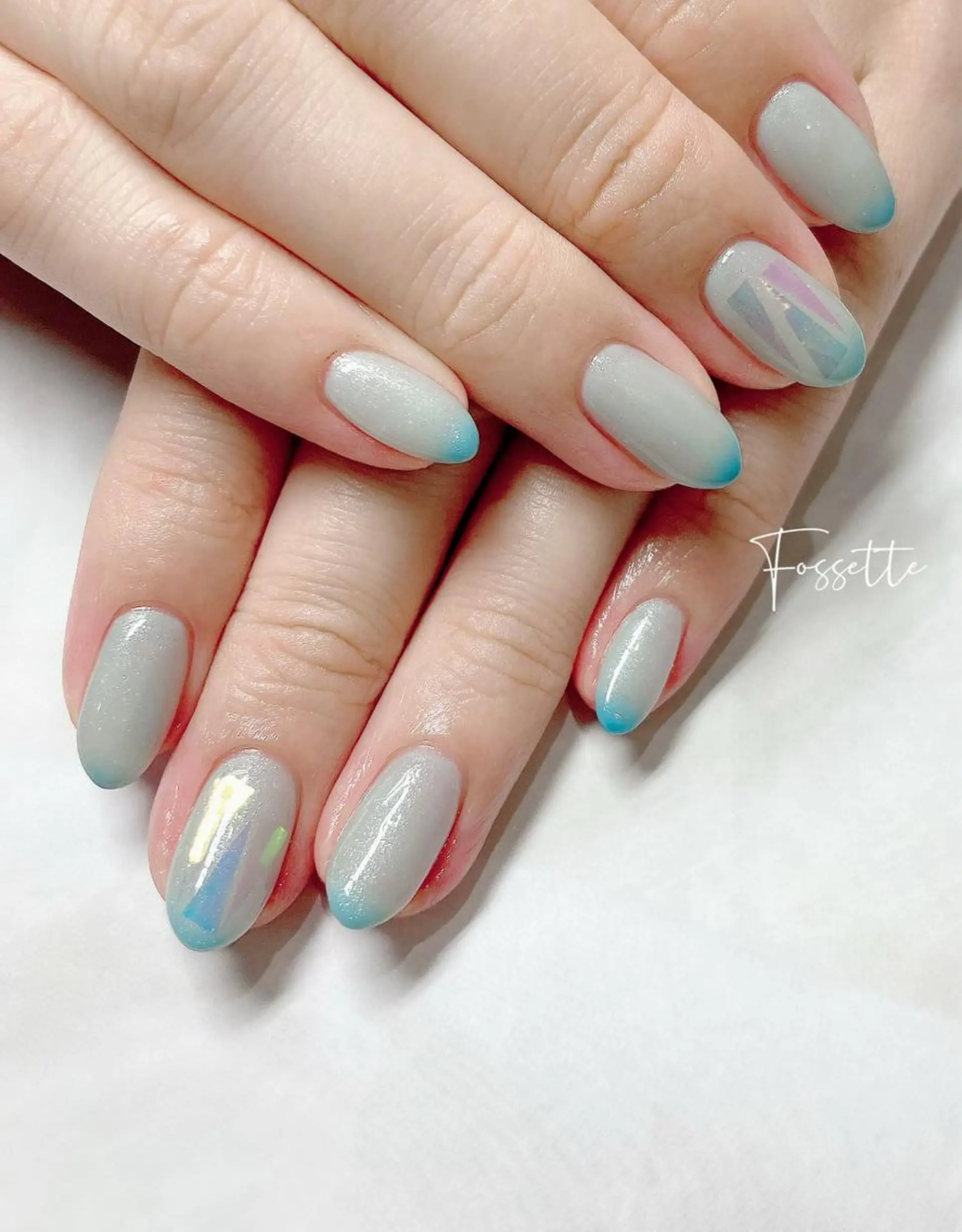 ネイル オーロラネイル ジェルネイル ワンカラーネイル 夏ネイル nailsalon Fossetteのネイルデザイン