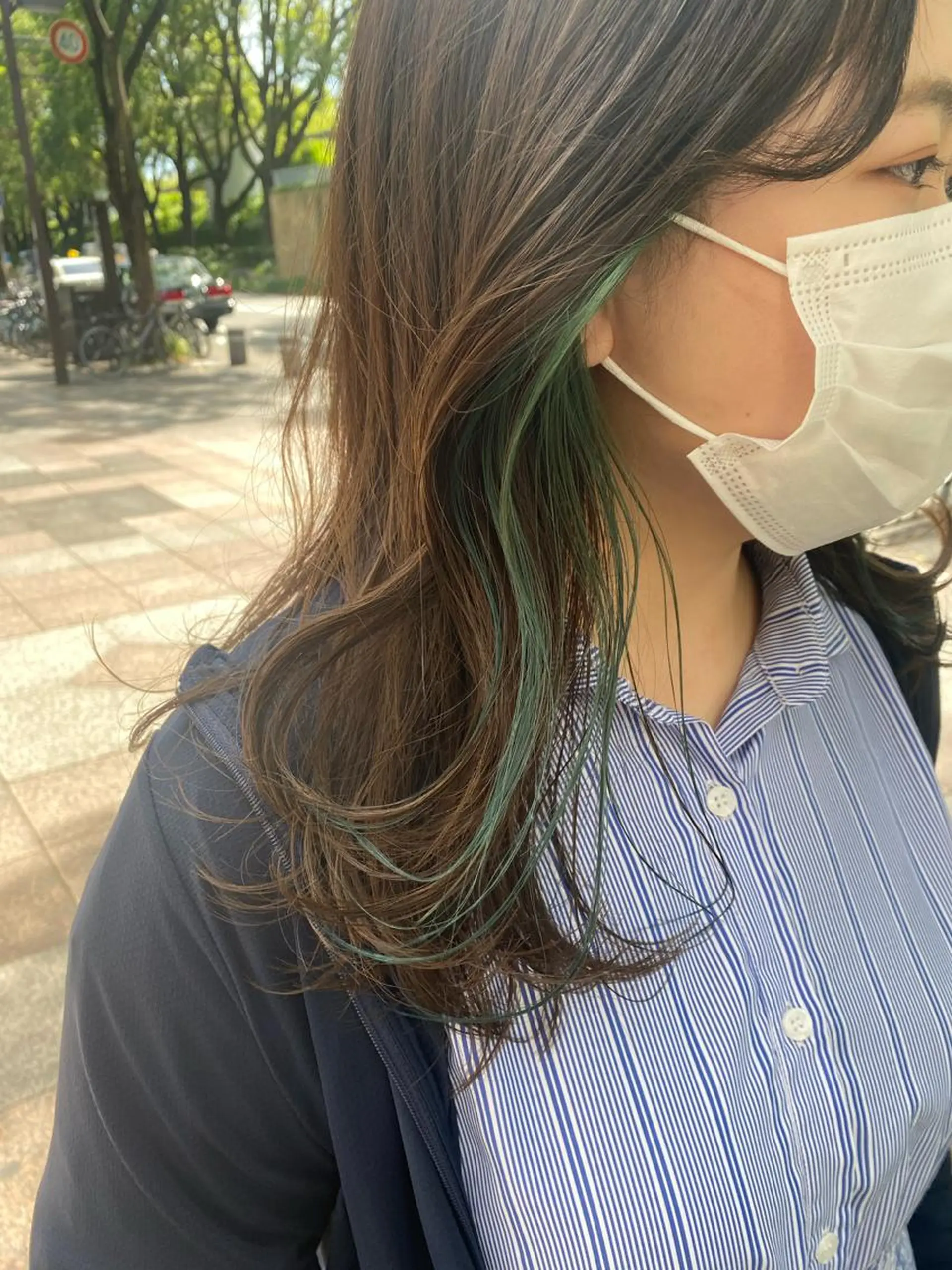 ロング カラー イヤリングカラー カット ヘアカラー 三代 ゆりあのヘアスタイル