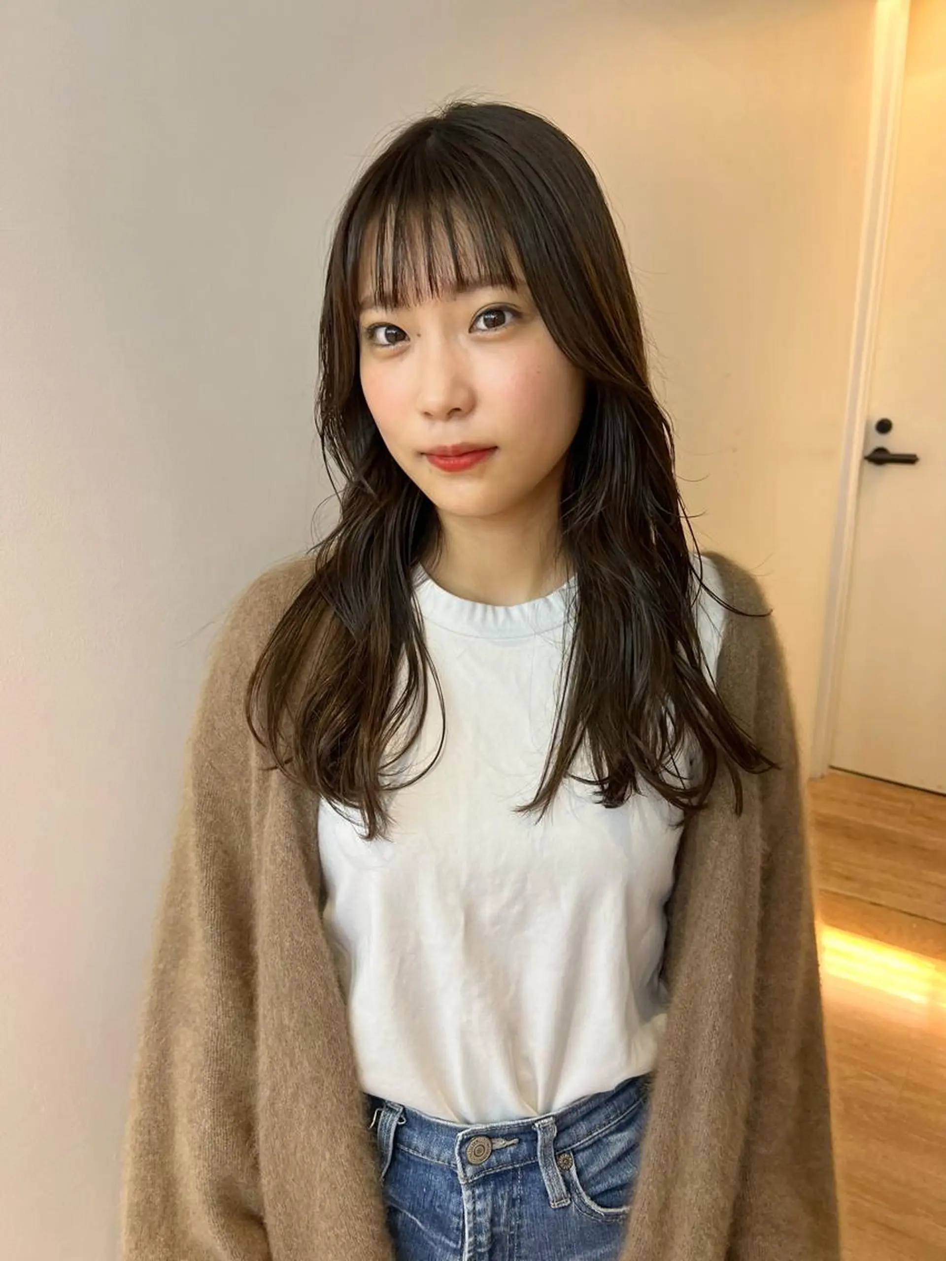 ロング カラー 透明感カラー グレージュ 顔周りカット/透明感 カラー✂️MEIのヘアスタイル