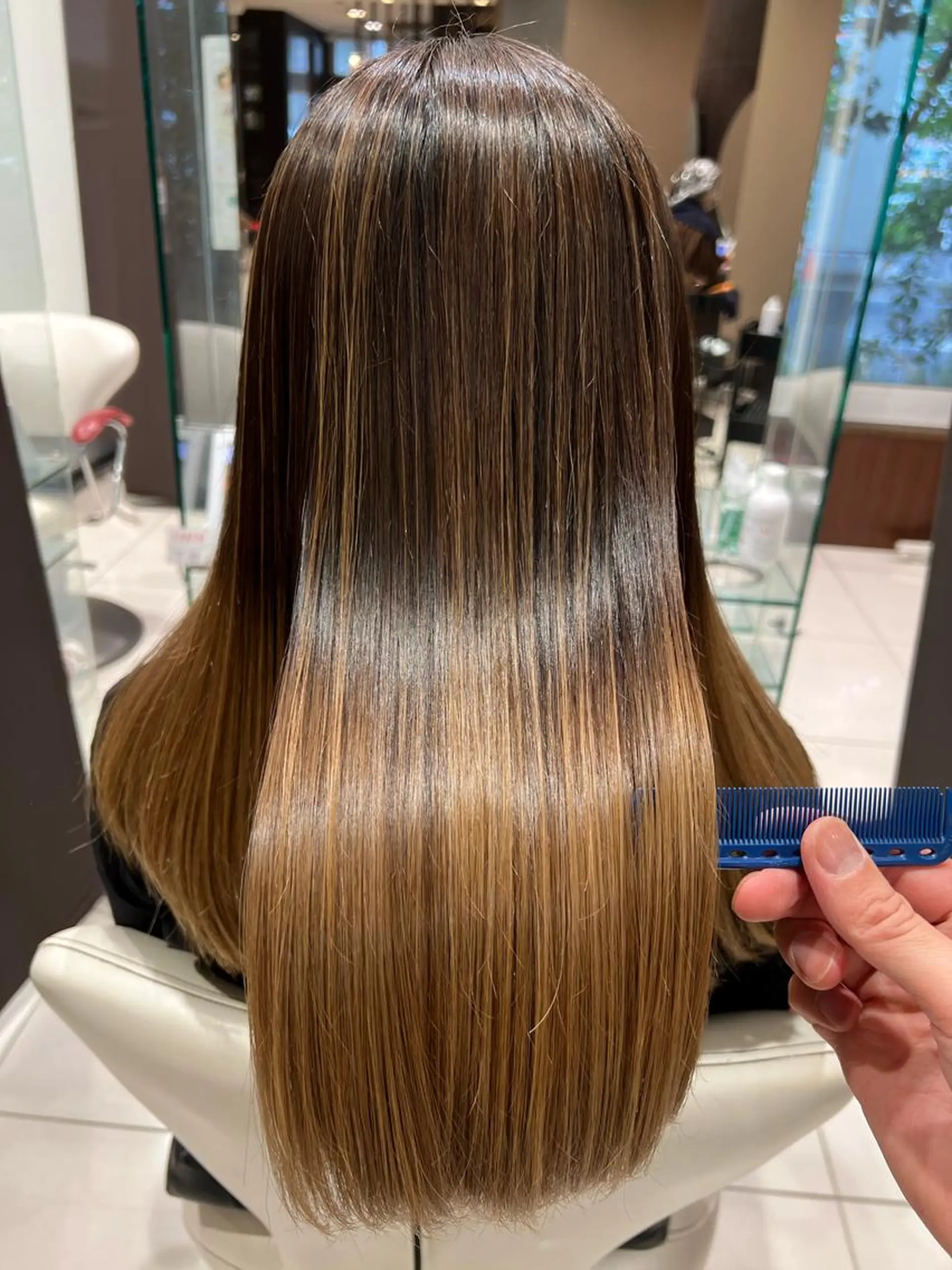 ロング カット 縮毛矯正 トリートメント 下條 真のヘアスタイル