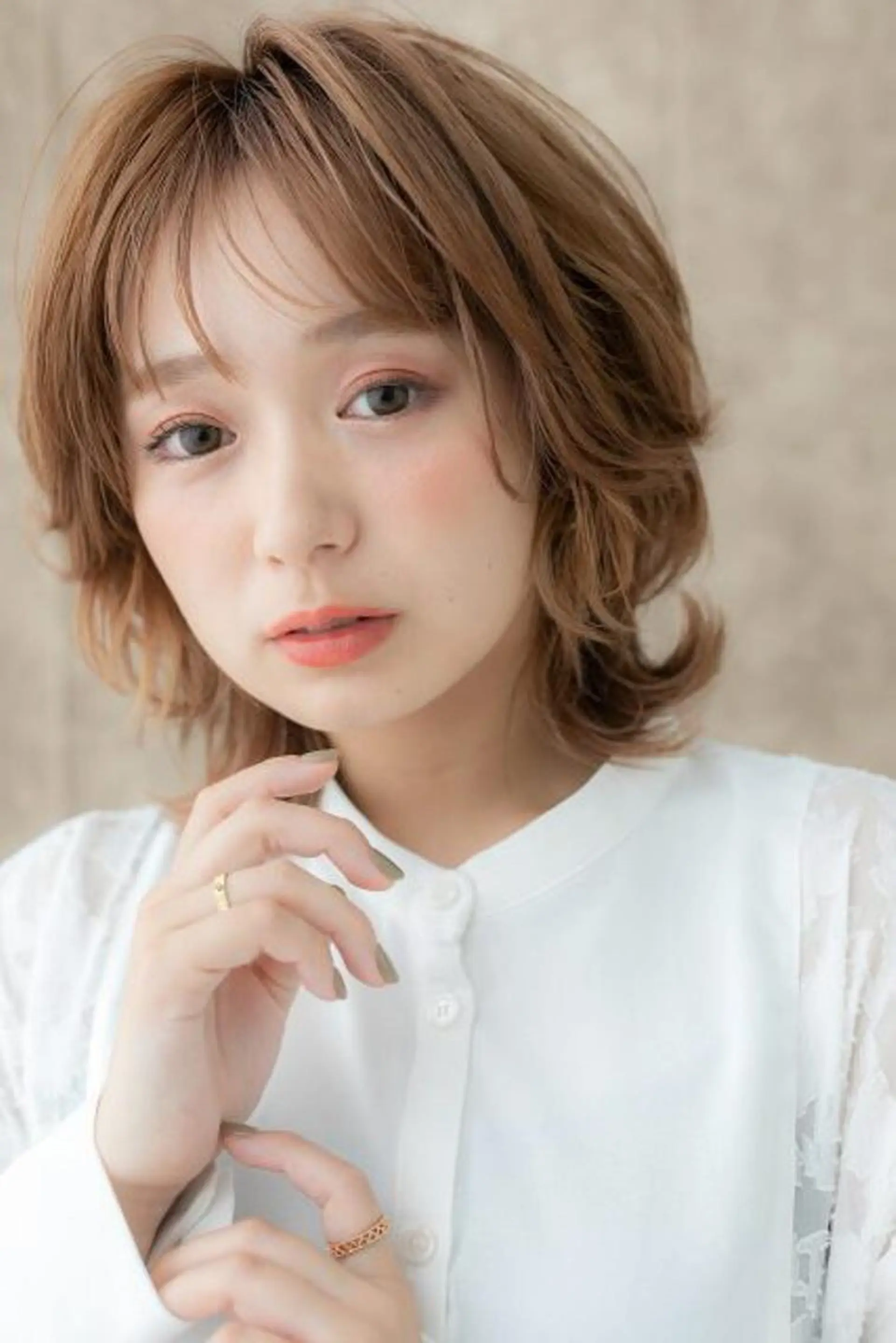 ミディアム カラー パーマ 出川 宙☘️のヘアスタイル