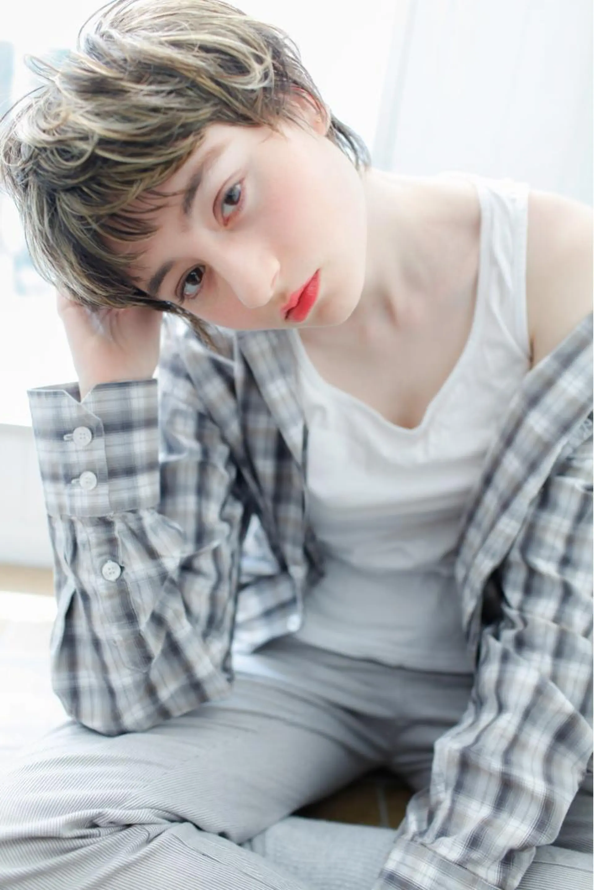 ショート カラー ハイライトカラー ハイライト カット パーマ トリートメント パーマ×ウルフカット koya☆のヘアスタイル