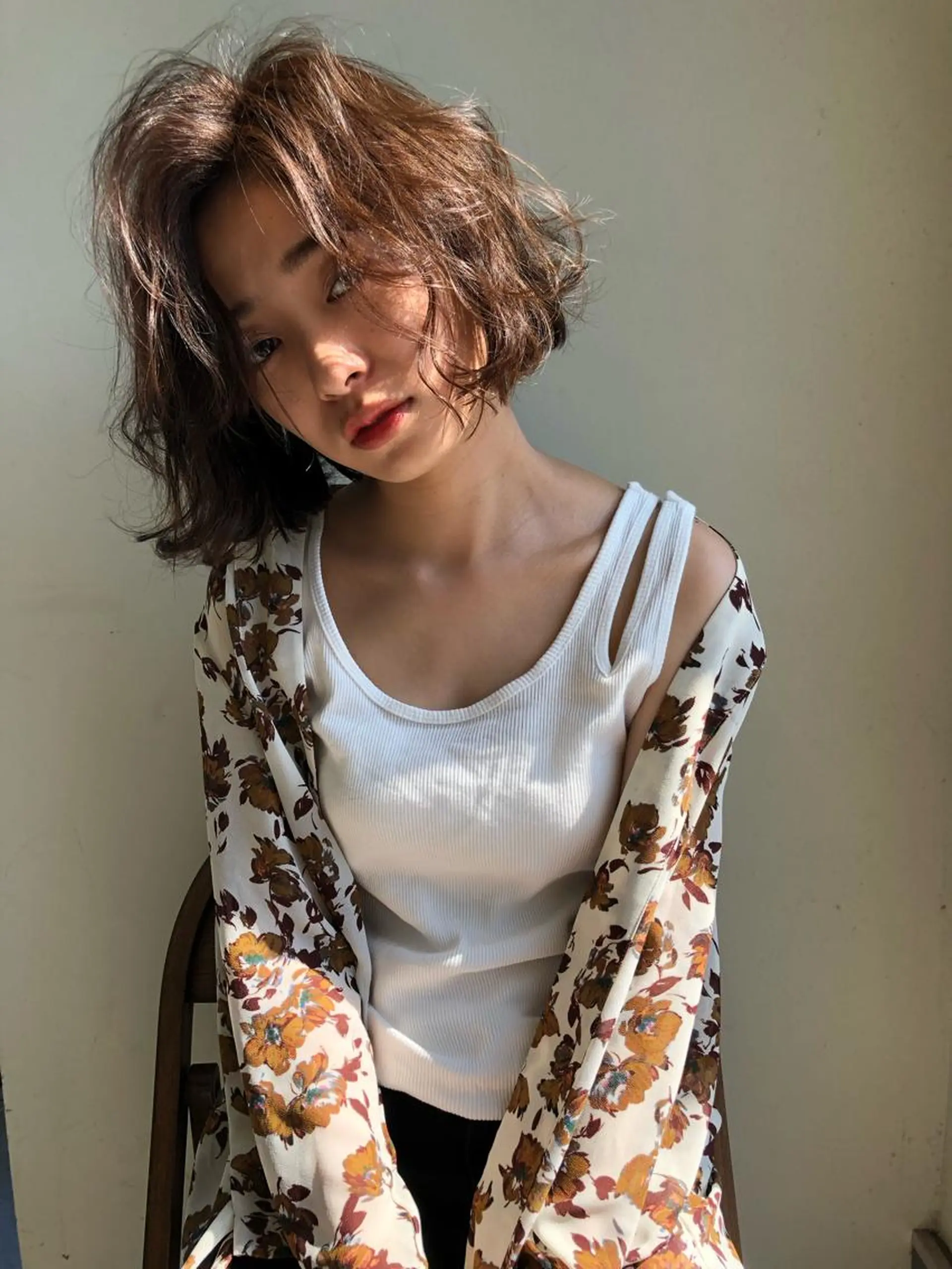 ミディアム 切りっぱなしボブ ボブ カット ヘアカラー トリートメント 小澤大輔 YOLO hairのヘアスタイル