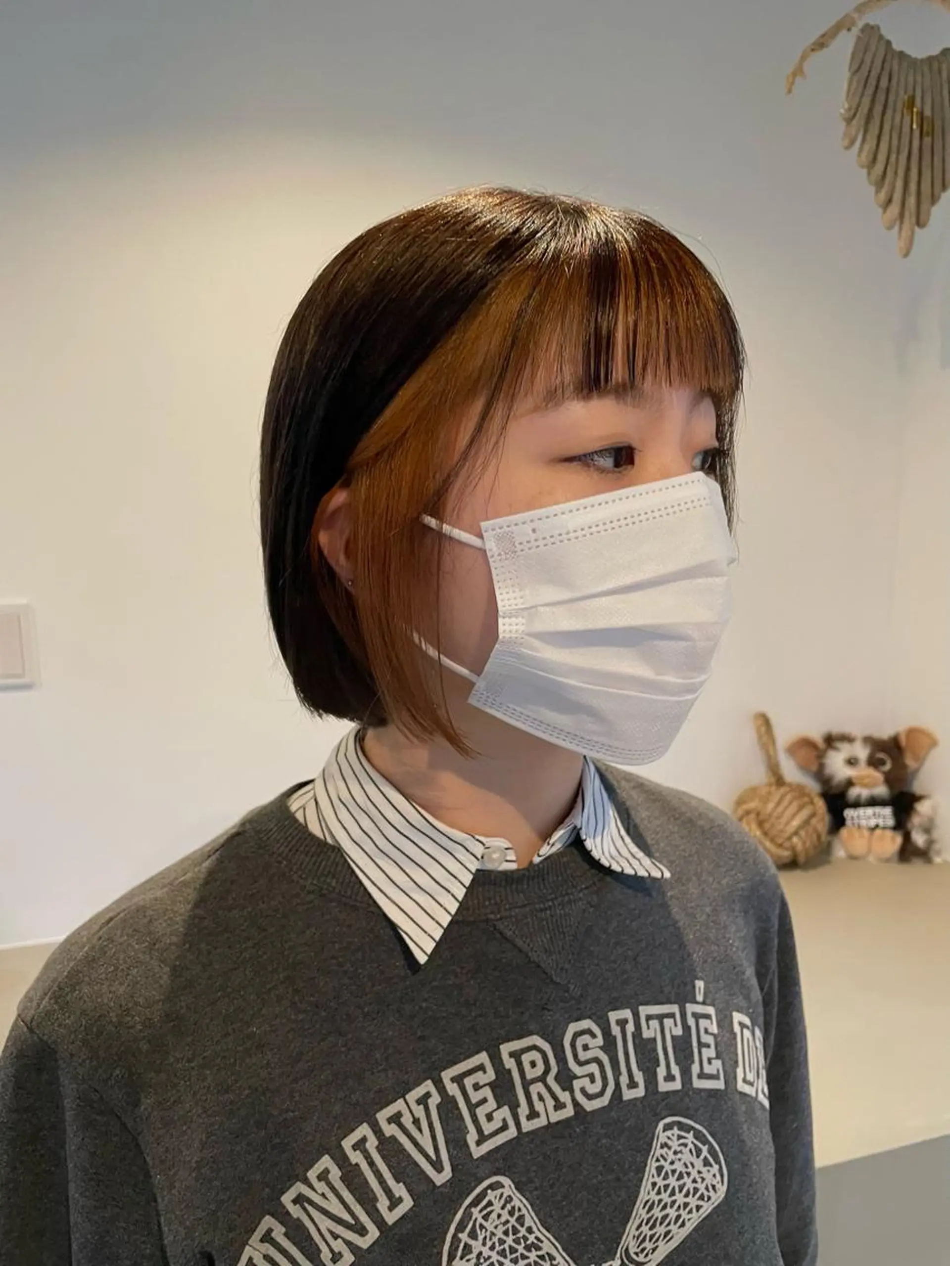 セミロング カラー ヘアアレンジ ベージュカラー オレンジ オレンジベージュ REONA🪽✨薬院 レイヤーカット🫧のヘアスタイル