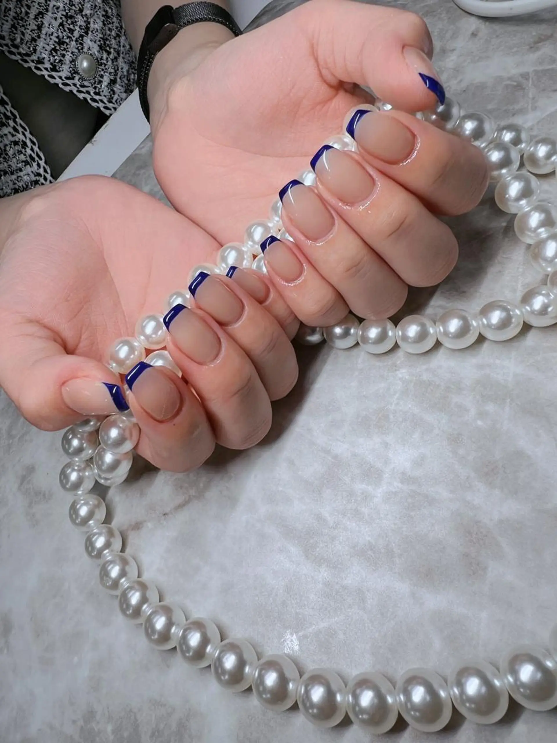 ネイル 長さ出し フレンチネイル ジェルネイル ガラスフレンチ 韓国ネイル MoriseNail Jr研修💜イシダのネイルデザイン