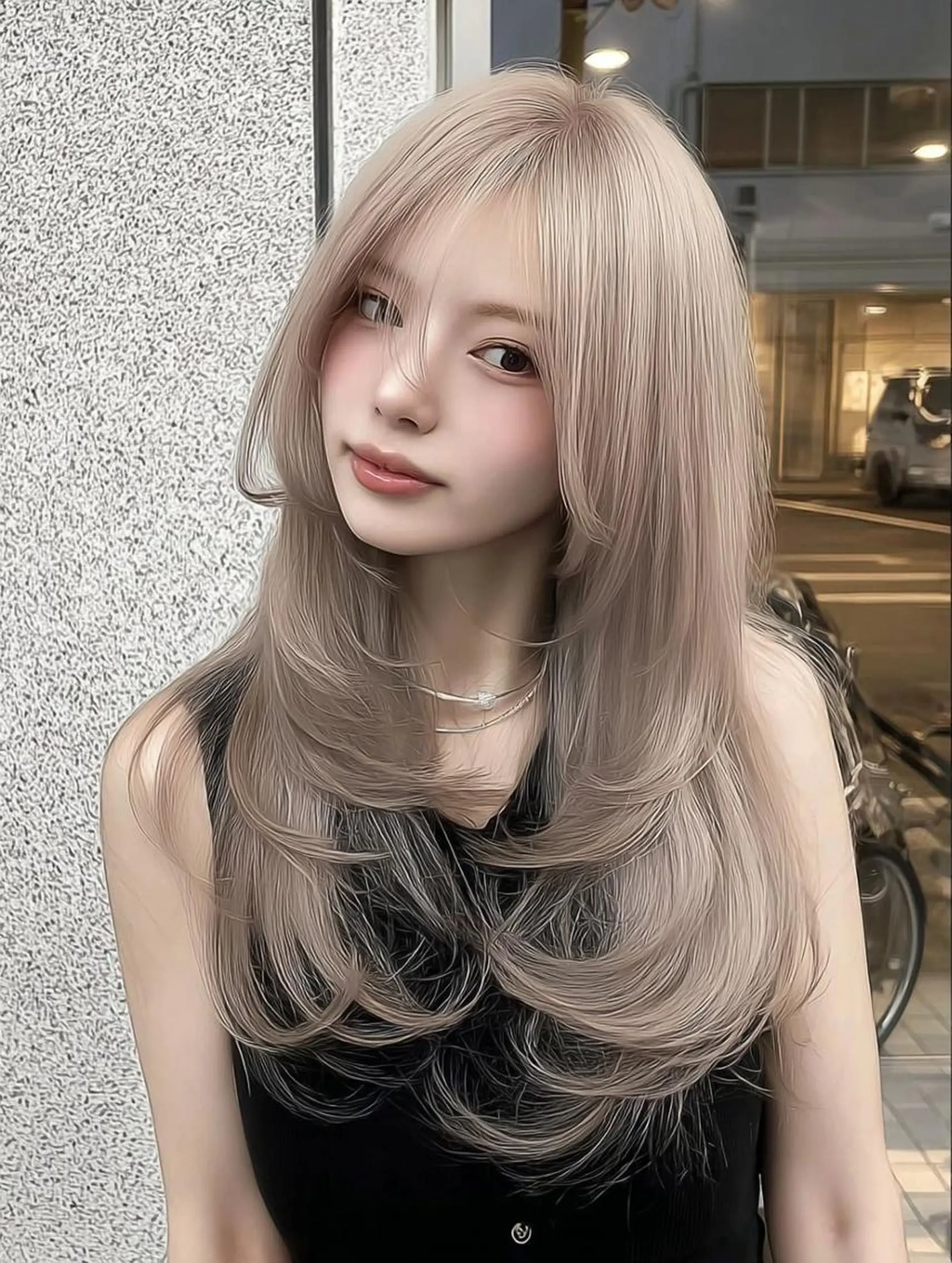 セミロング ボブ 髪質改善 韓国風ヘア レイヤーカット 縮毛矯正 カット ヘアカラー トリートメント 橋本 眞穂のヘアスタイル
