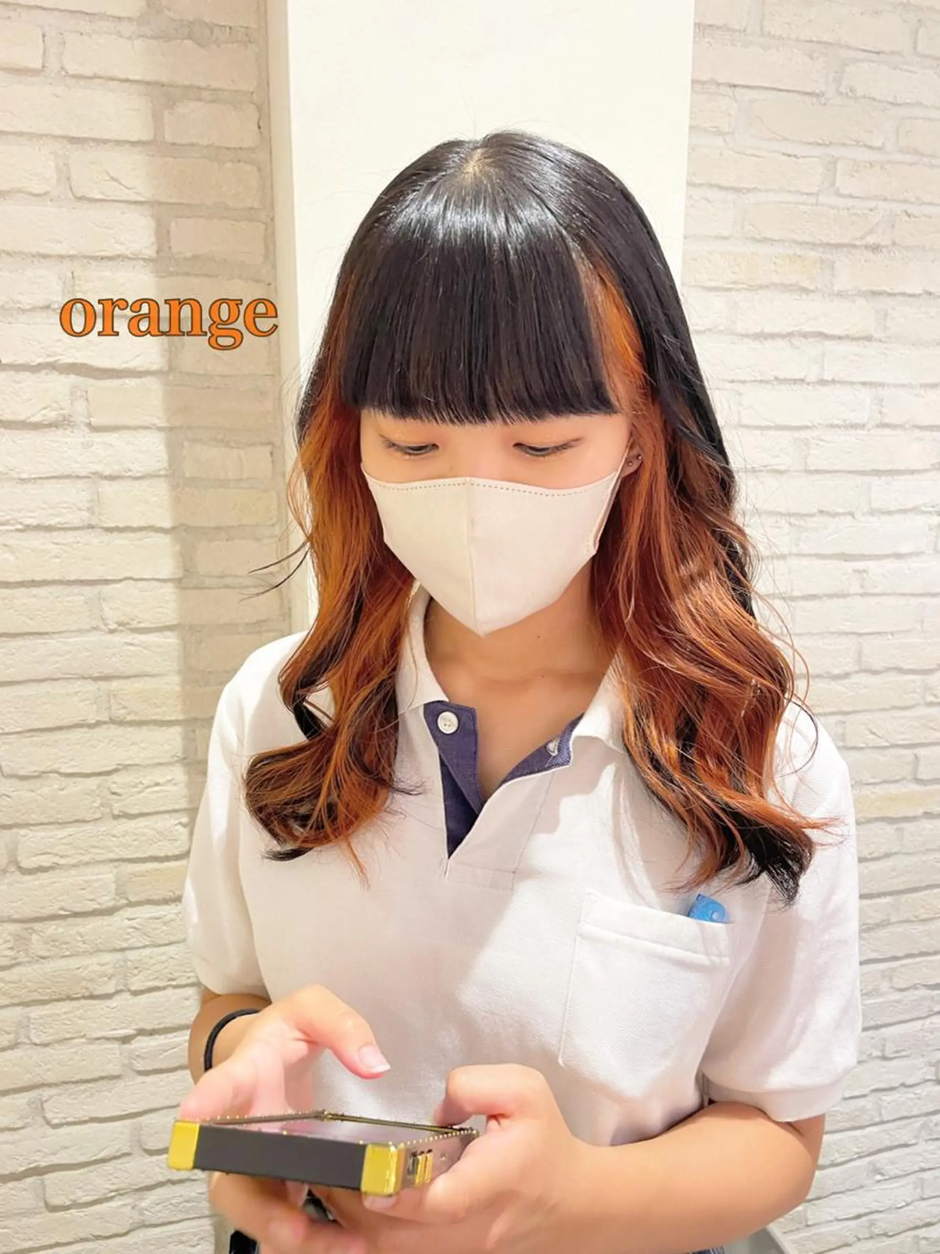 ロング カラー インナーカラー オレンジ オレンジピンク ピンクカラー エクステ/ハイトーン 🐏☁️miminaのヘアスタイル