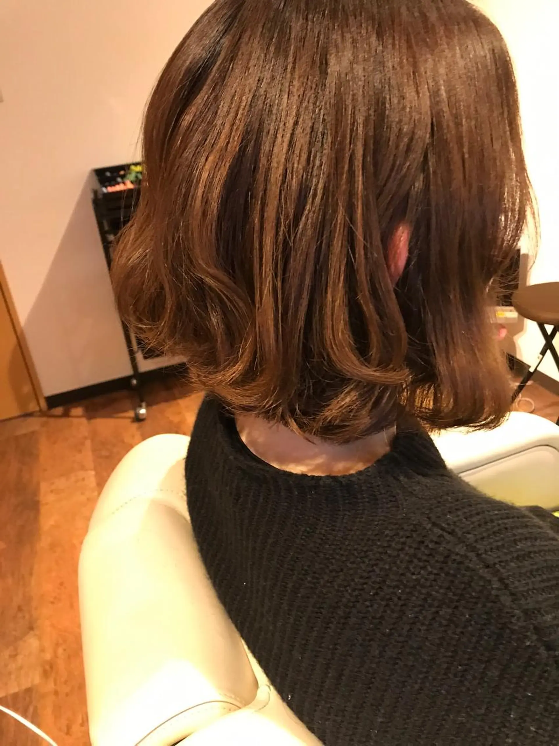 ミディアム カラー パーマ 【髪質改善】【美髪】 【ツヤ髪】ほしのちりのヘアスタイル