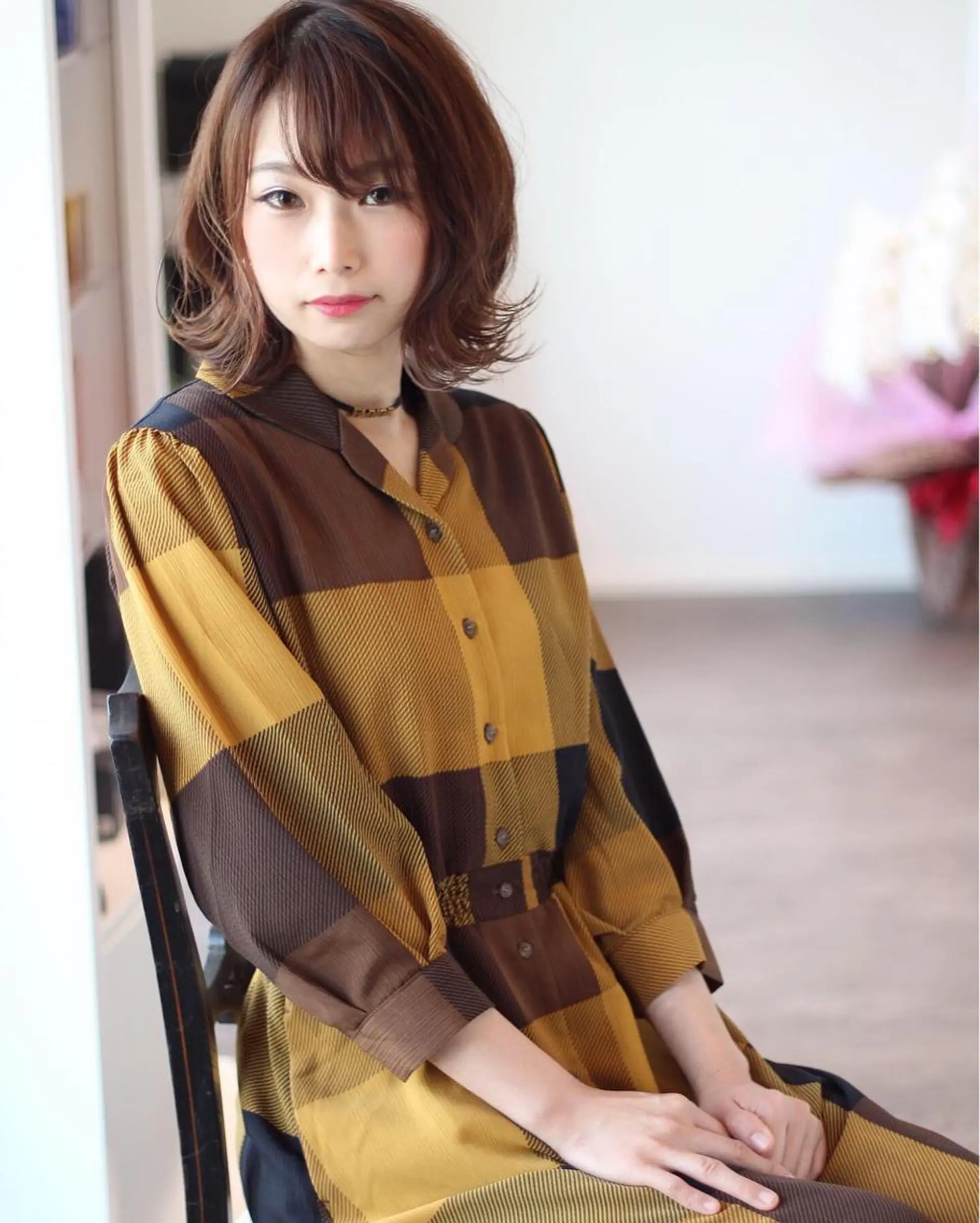 ミディアム カラー カット ヘアカラー トリートメント 成松 勇治のヘアスタイル