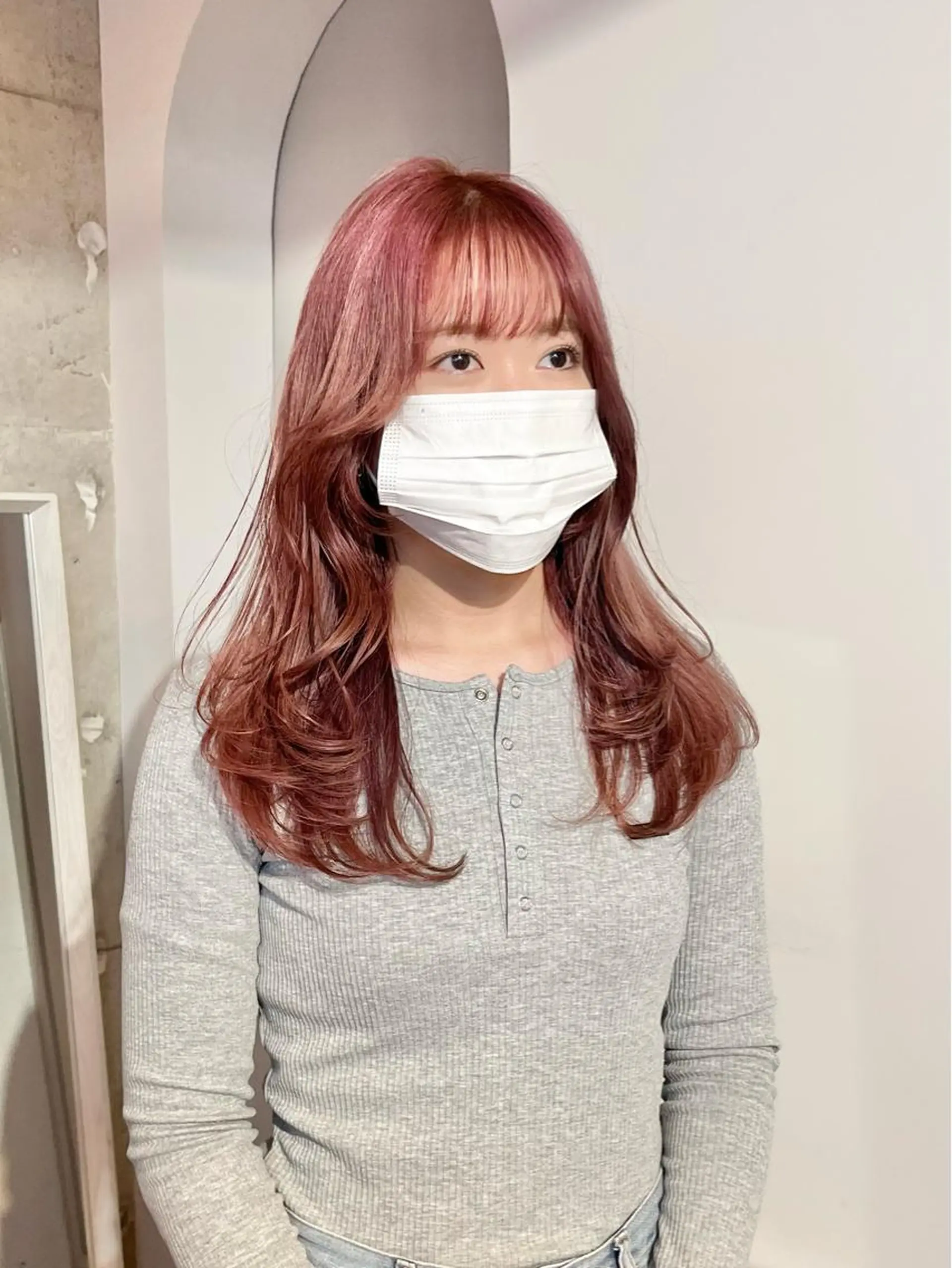 ロング カラー ヘアアレンジ ピンクカラー レイヤーカット 🎀taro ブリーチなしカラーのヘアスタイル