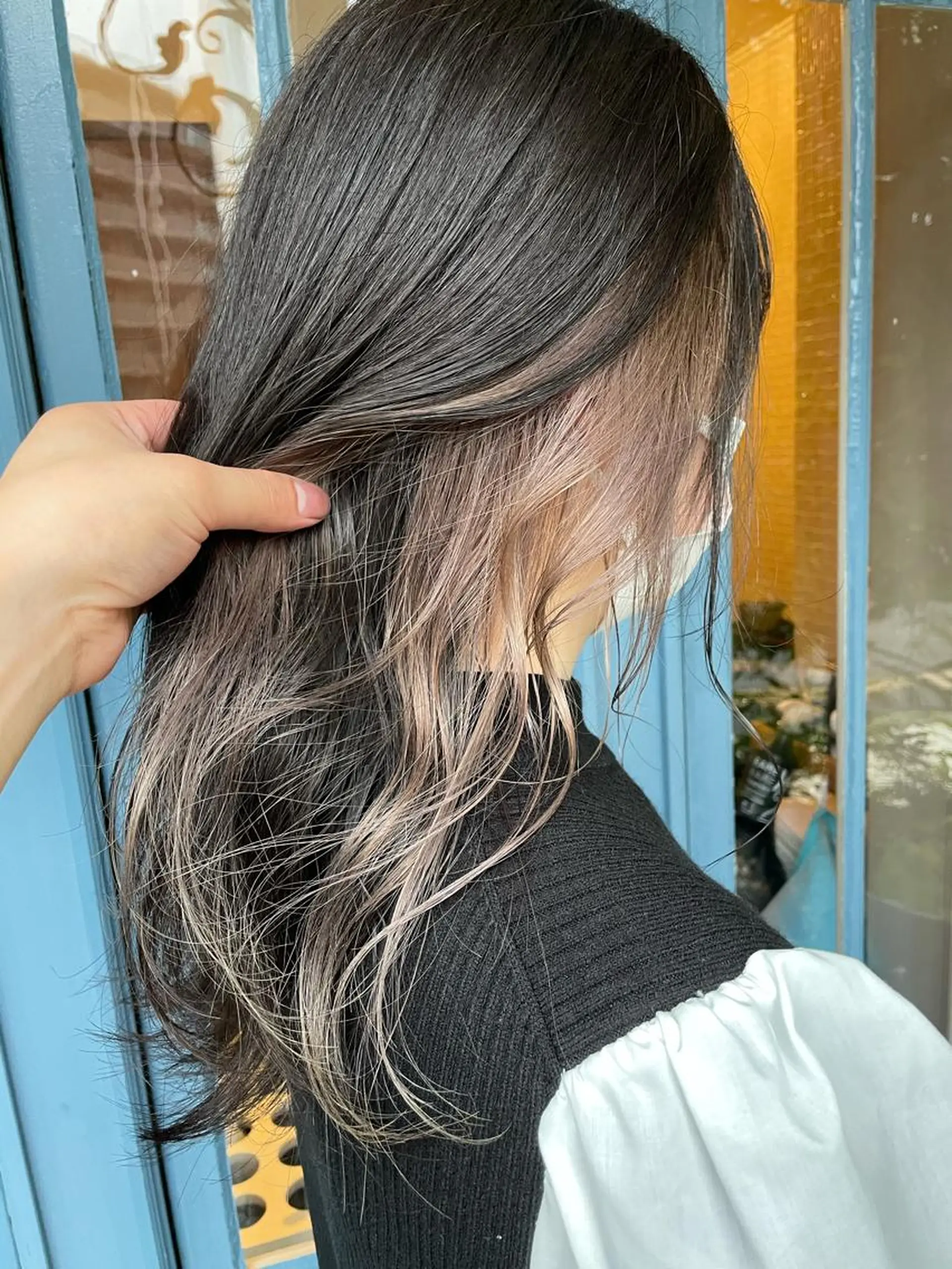 ミディアム ブリーチ毛矯正.髪質 改善.髪にドラマをのヘアスタイル