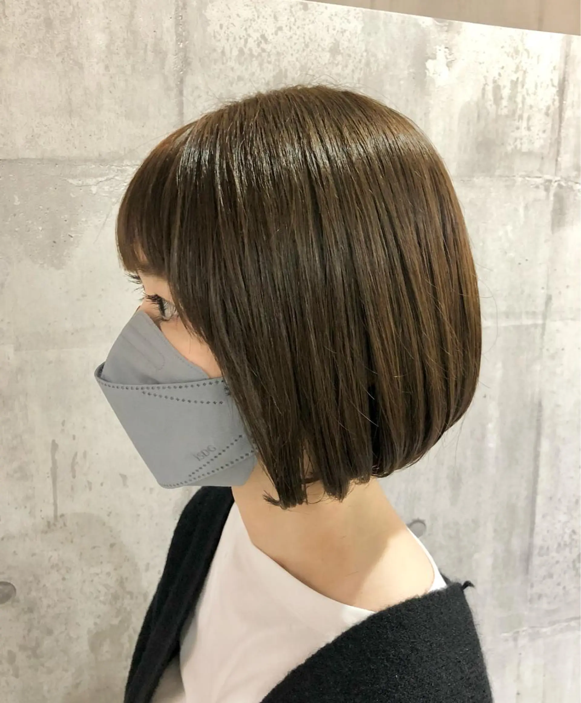 ミディアム カラー アッシュ オリーブアッシュ 興津/韓国レイヤー ダブルカラー美髪縮毛のヘアスタイル