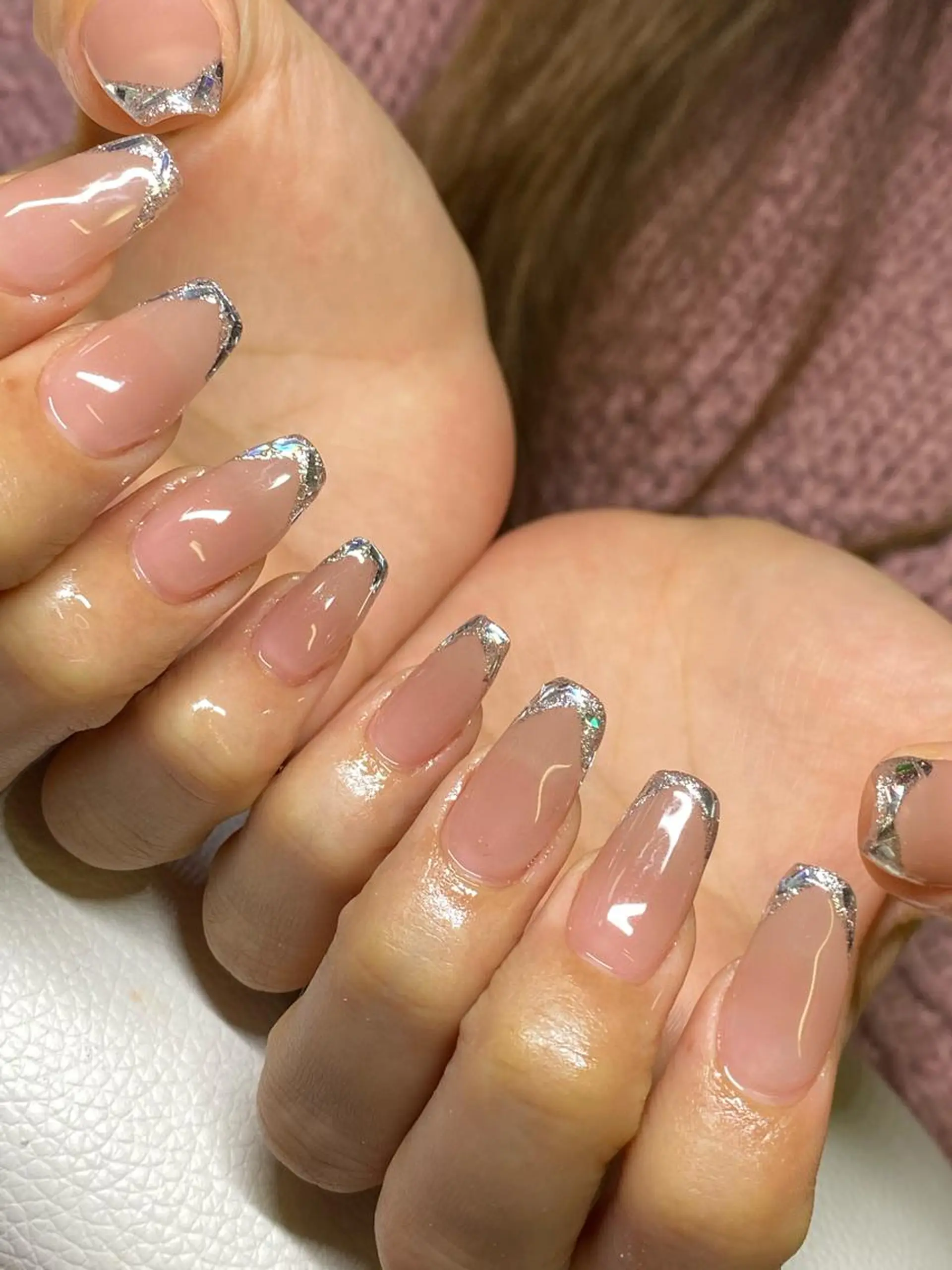 ネイル フレンチネイル ガラスフレンチ JR西大路駅徒歩1分 JBネイルのネイルデザイン