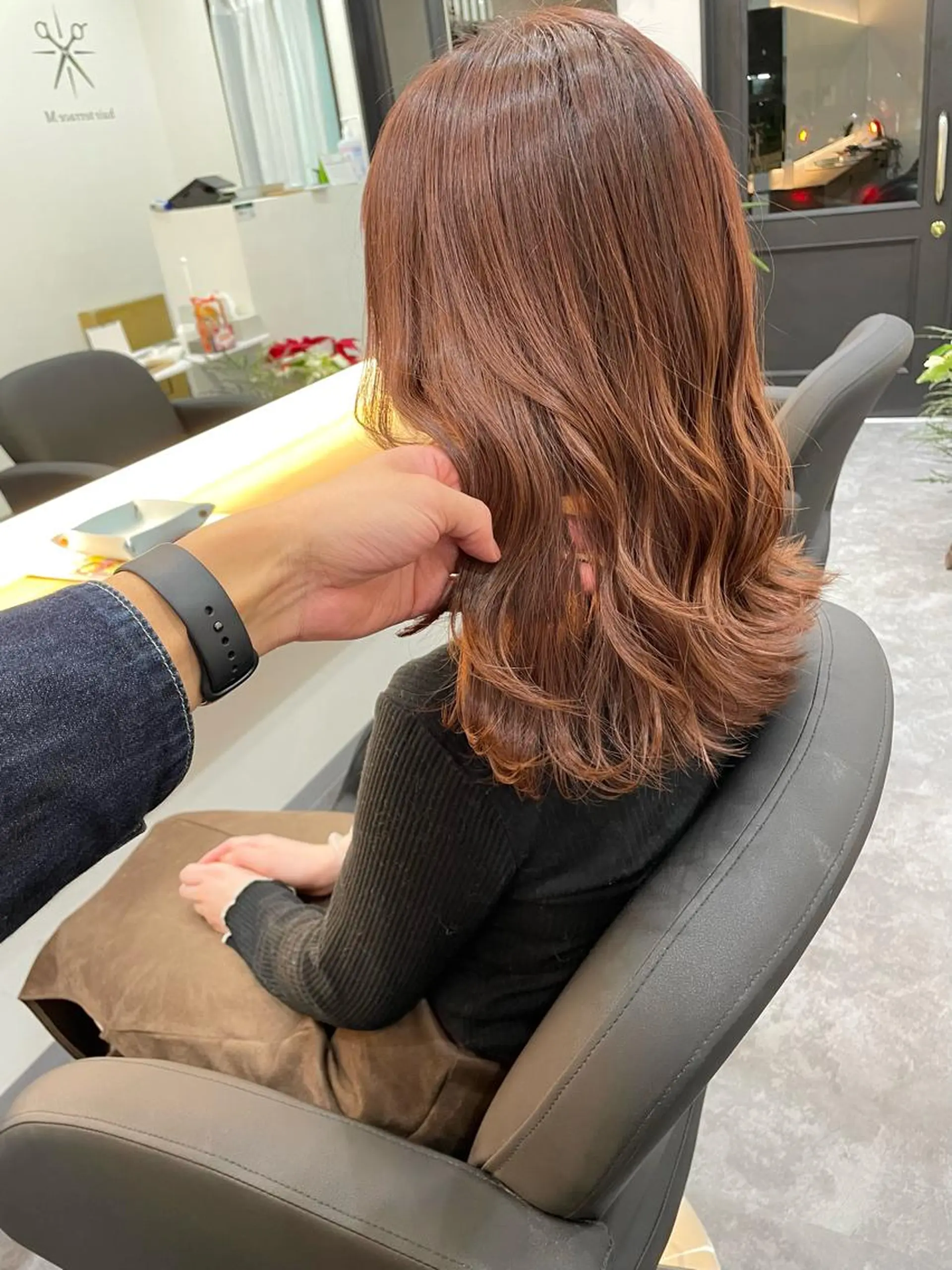 ロング ショートボブ 韓国風カラー ボブ ハイライト 髪質改善 ヘアカラー トリートメント hair terra ce M奈良店のヘアスタイル