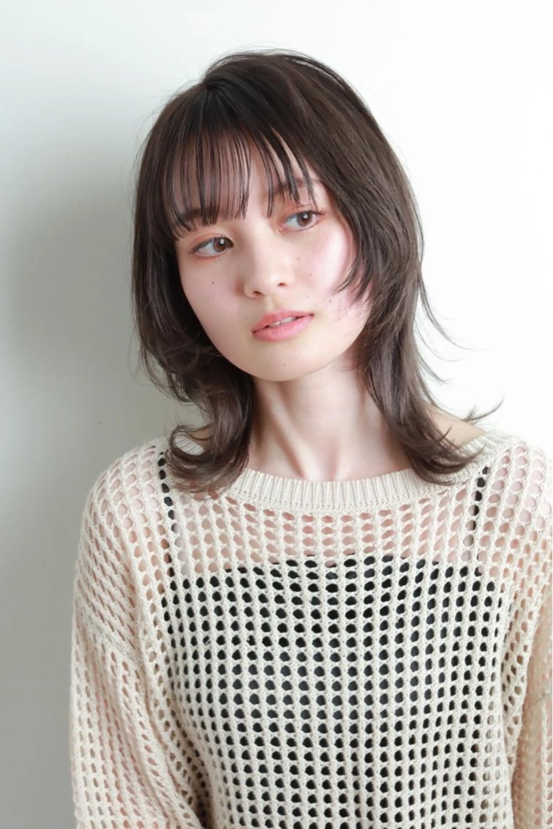 セミロング カラー バレイヤージュ ブリーチ ケアブリーチ 透明感カラー デザインカラー カット ヘアカラー トリートメント ひなた ブリーチ/渋谷のヘアスタイル