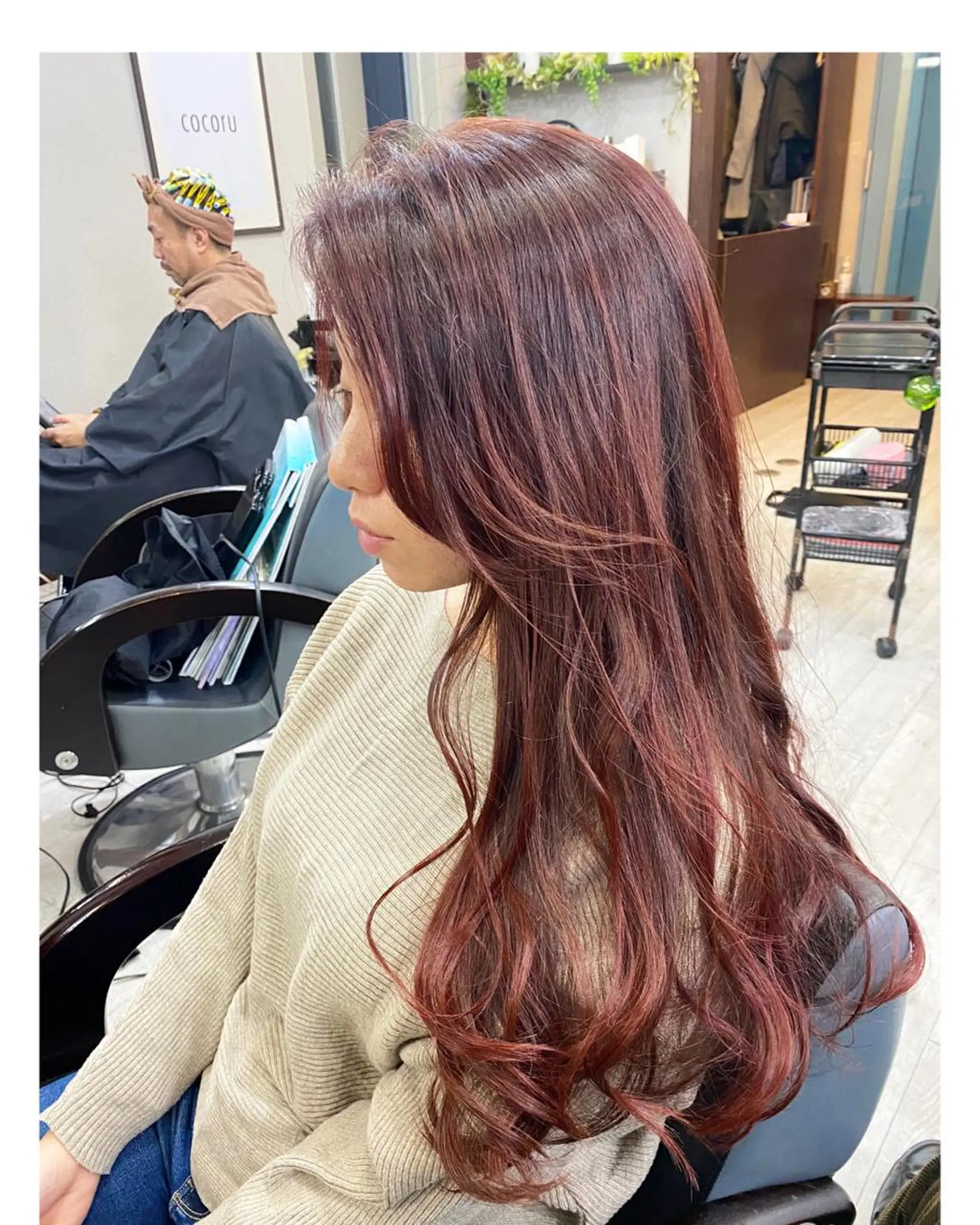 ロング カラー レッドカラー カット ヘアカラー トリートメント ＊横浜駅＊ 金子 誠也のヘアスタイル