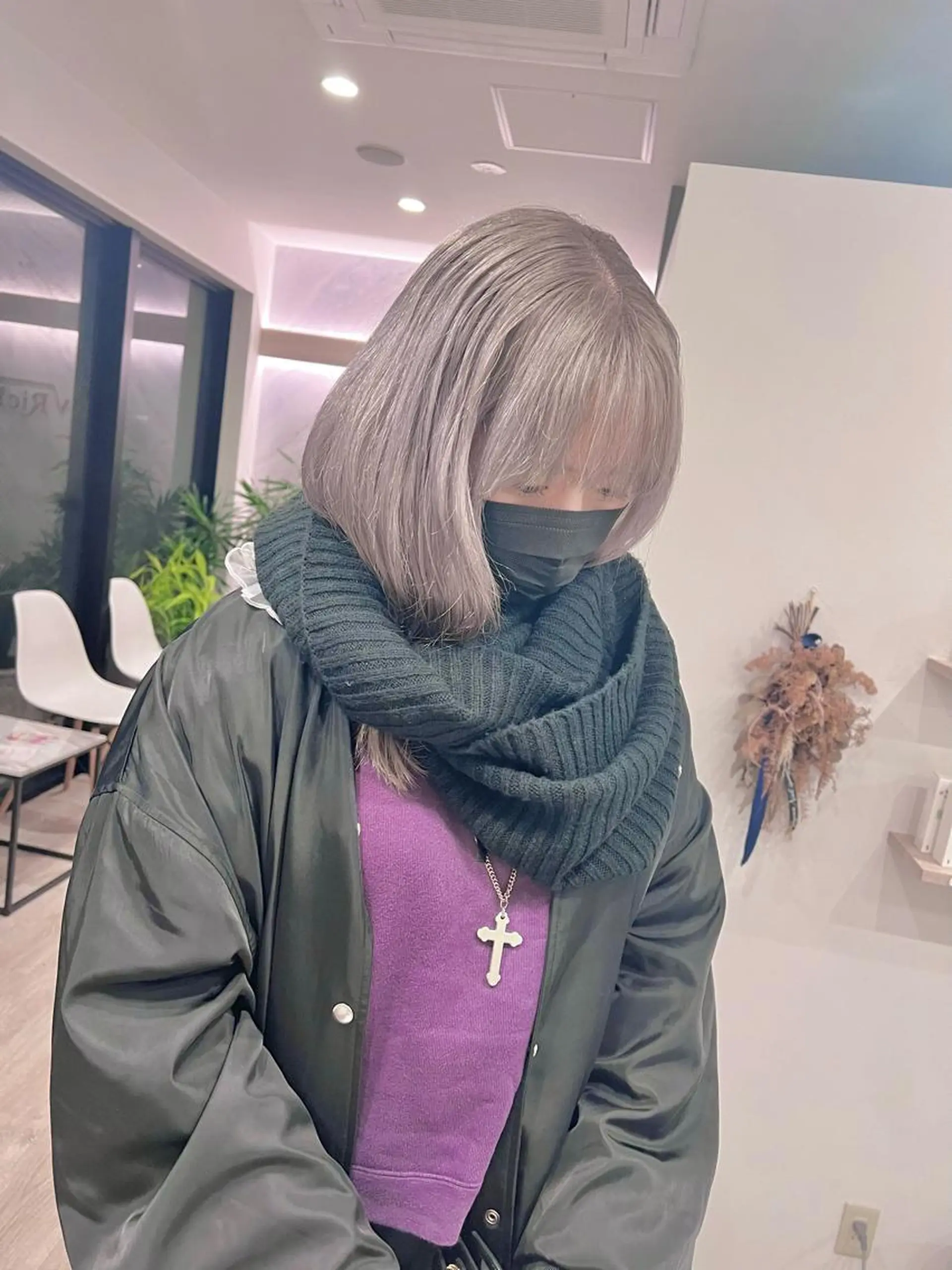 ミディアム 縮毛矯正 ヘアカラー トリートメント ブリーチ毛に縮毛矯正 ✨カラー✨山田 正幸のヘアスタイル