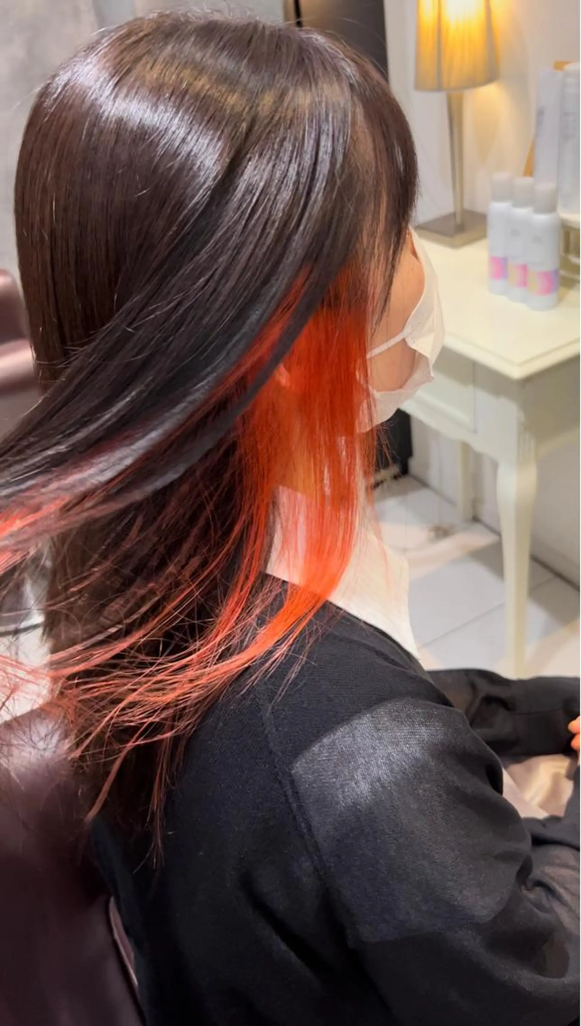 セミロング カラー インナーカラー オレンジ ヘアカラー 艶カラー/エクステ/ 藤原リックのヘアスタイル