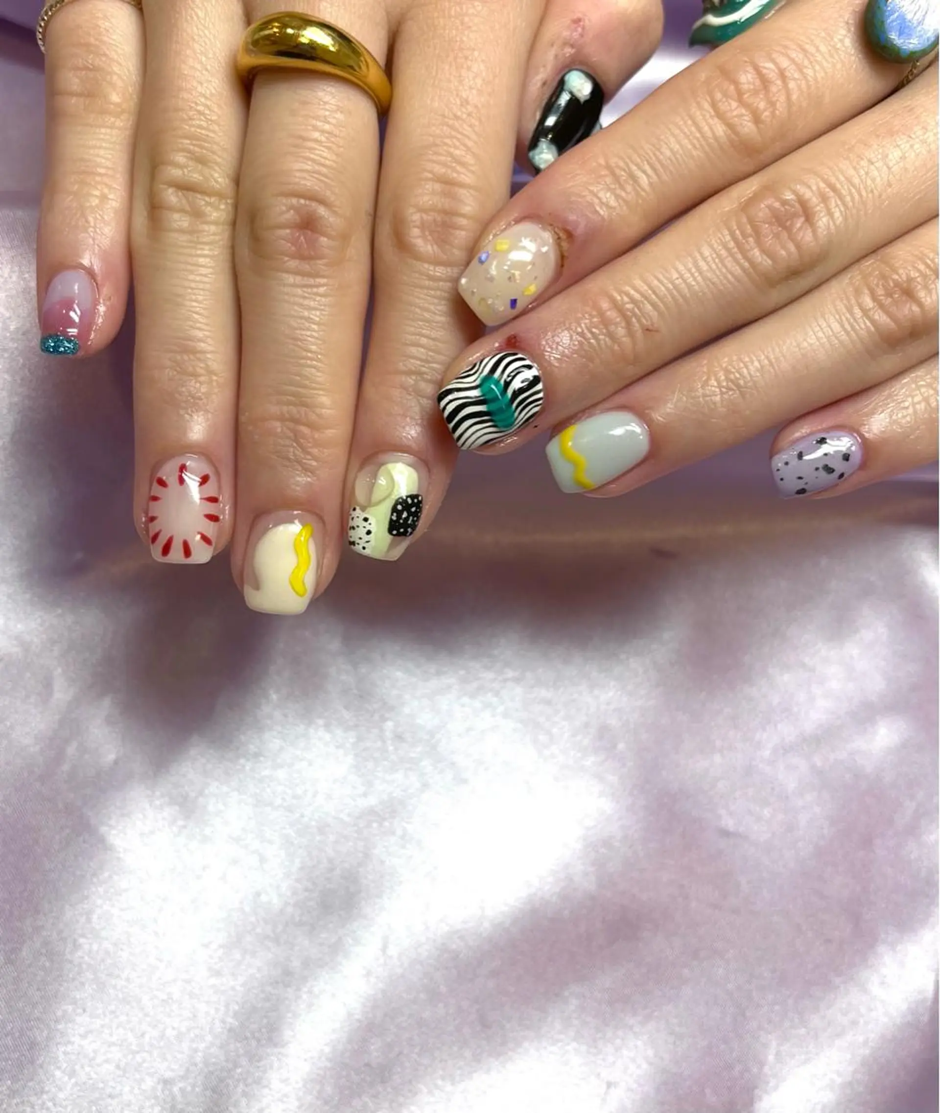 ネイル アニマル柄 ガーリー ハート キラキラネイル ラメ(グリッター) ハンドネイル フットネイル Para Sol nail　Maoのネイルデザイン