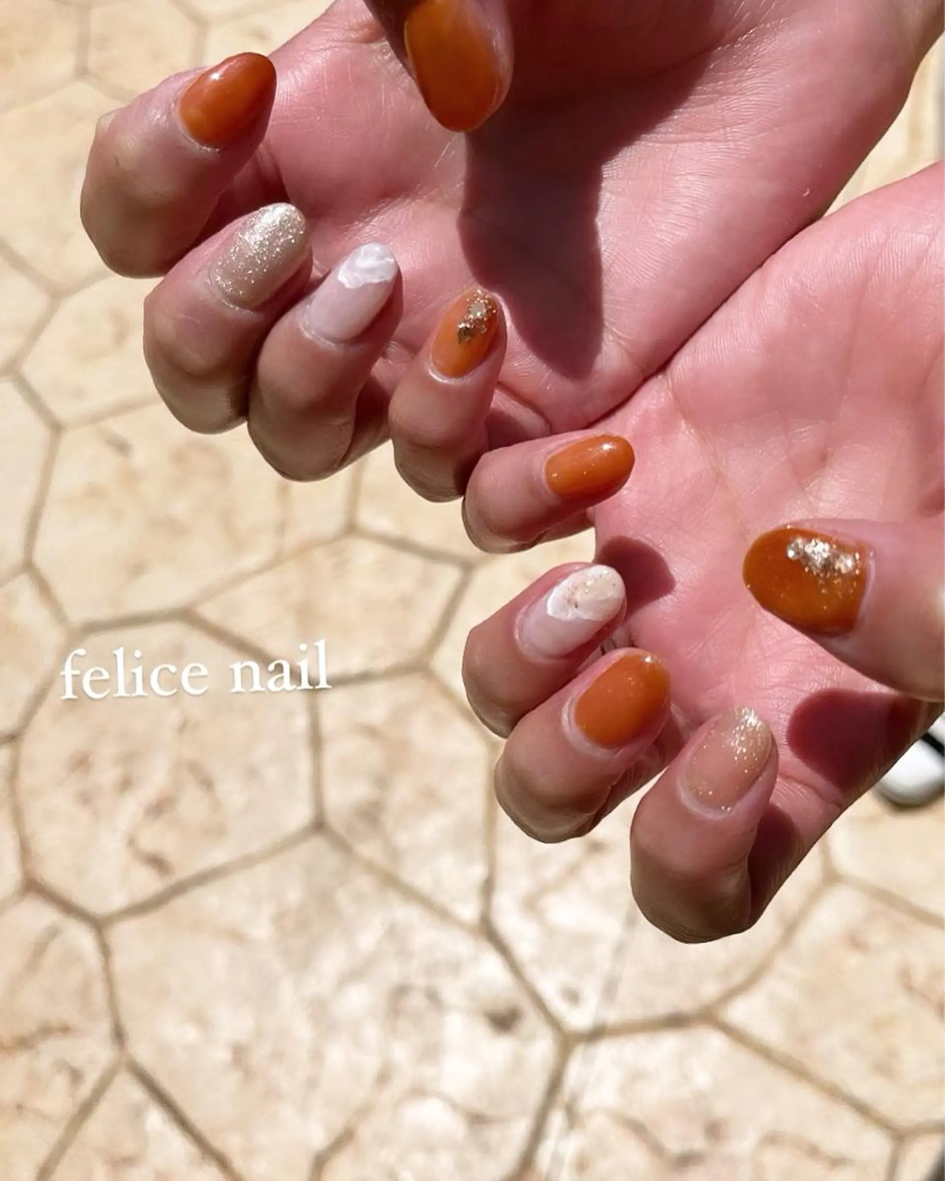 ネイル オレンジ felice nailのネイルデザイン
