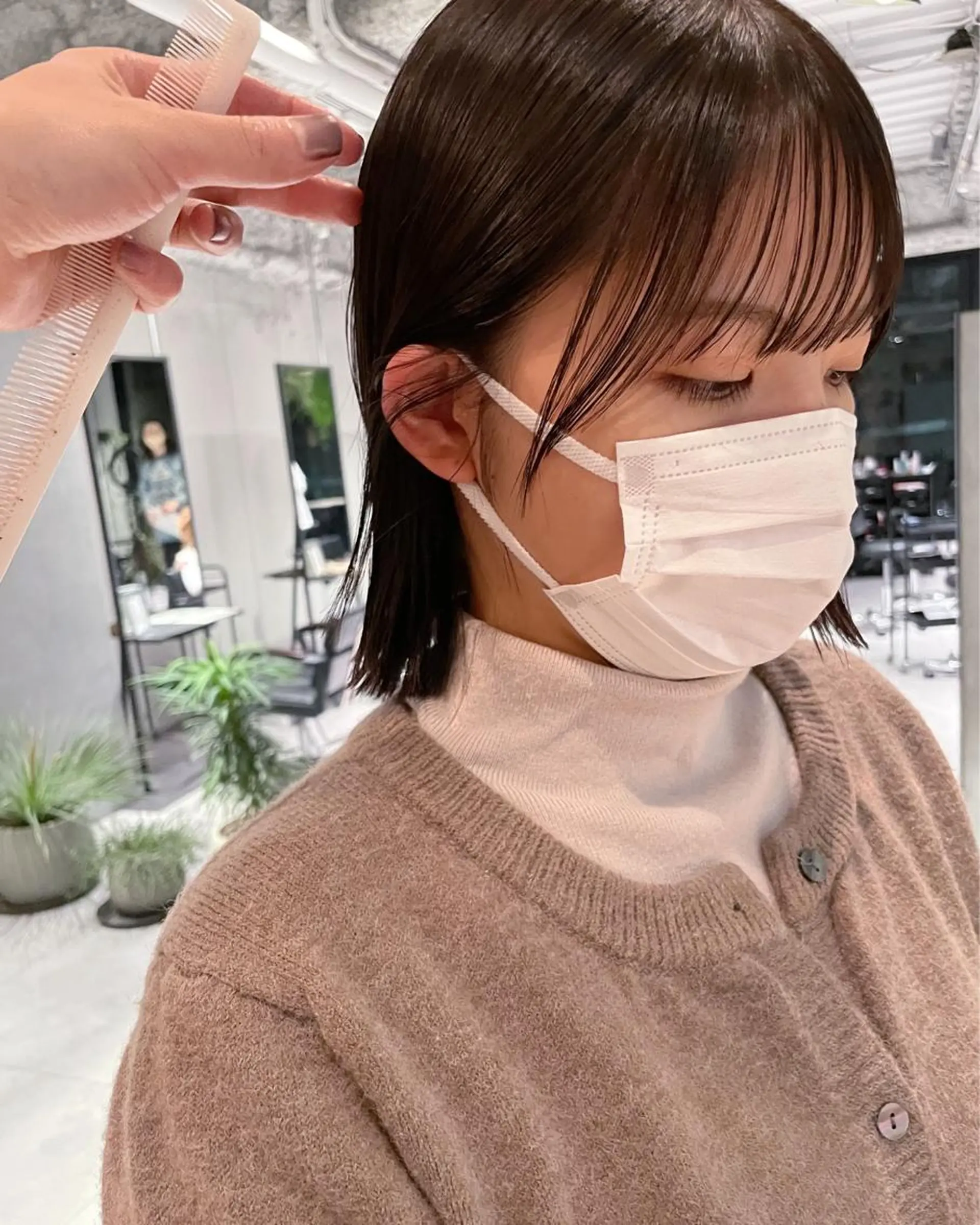 ショート ボブ 髪質改善 外ハネヘア トリートメント 美髪矯正/艶カラー ボブ/栄/鐘ヶ江純也のヘアスタイル