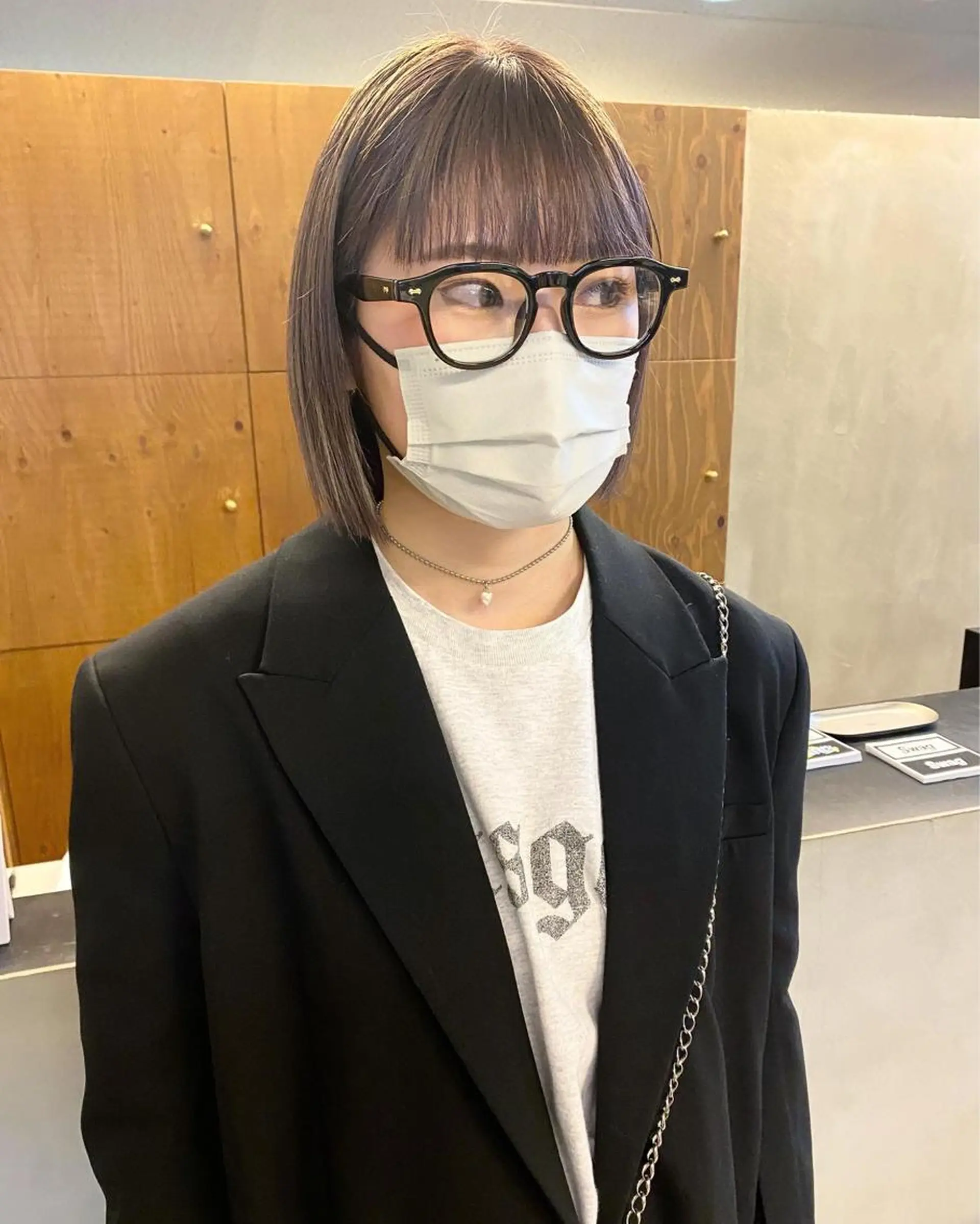 ショート カラー パーマ ヘアアレンジ 髪と音処　マトぺ所属・デザインカラー/ボブ ブリーチカラー/ユリのヘアスタイル