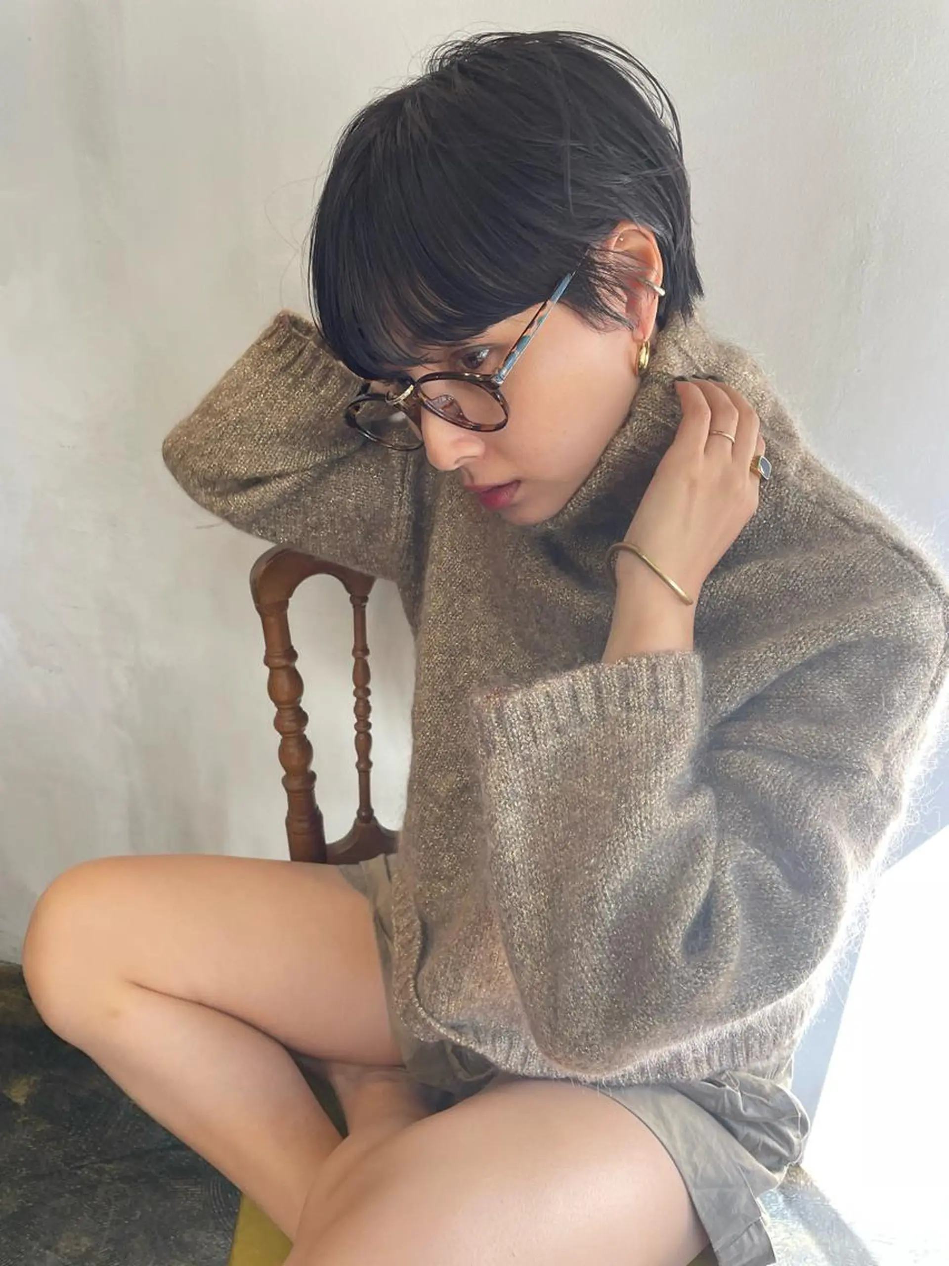 ショート カラー ショートボブ ベリーショート オリーブカラー ボブ マニッシュショート ショート/ボブ/ 心斎橋/宮脇美奈のヘアスタイル