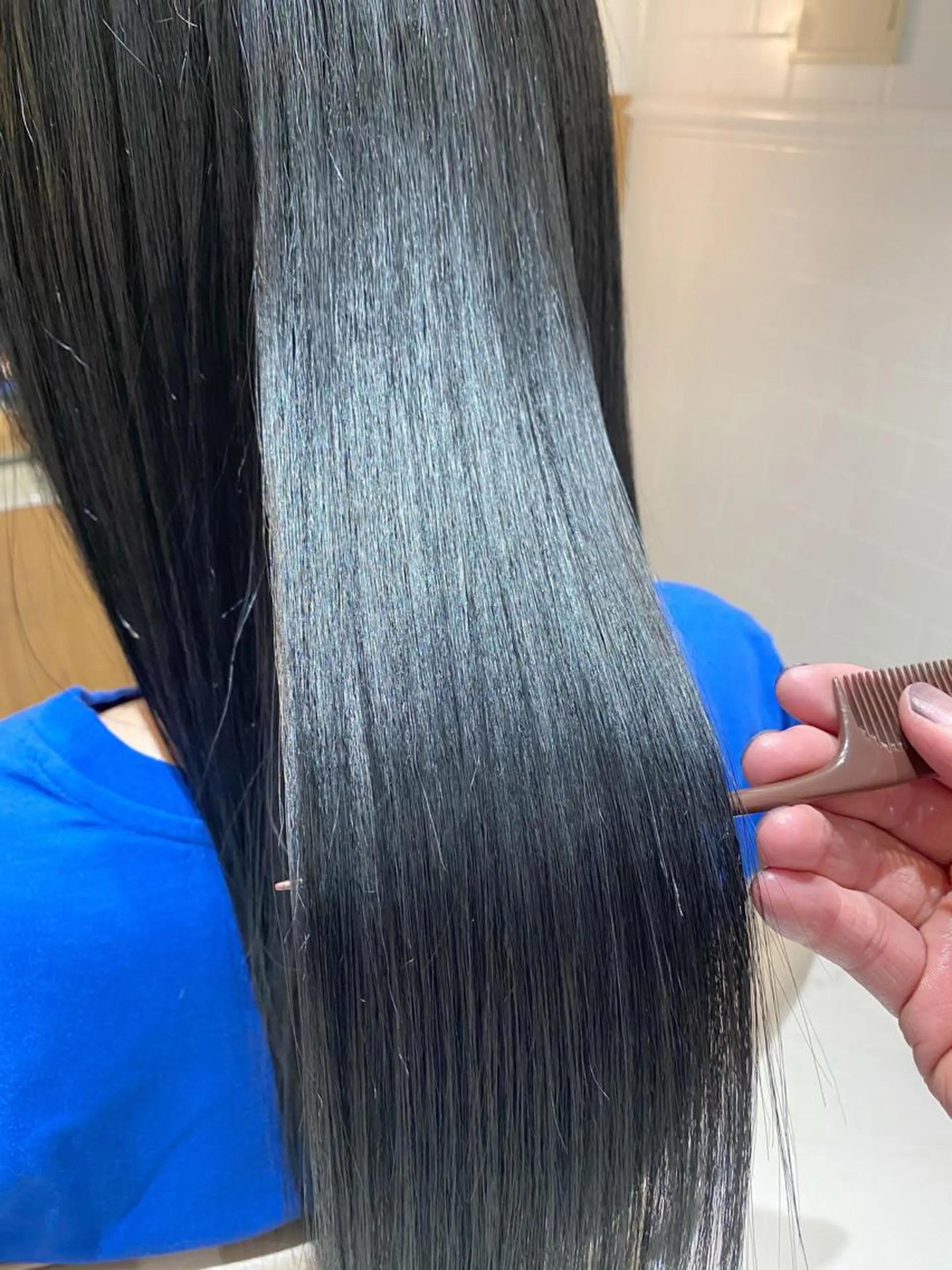 ロング カラー アッシュ アッシュグレー バレイヤージュ ベージュカラー 黒髪 ボブ/ハイトーン 福生Radix 下田のヘアスタイル