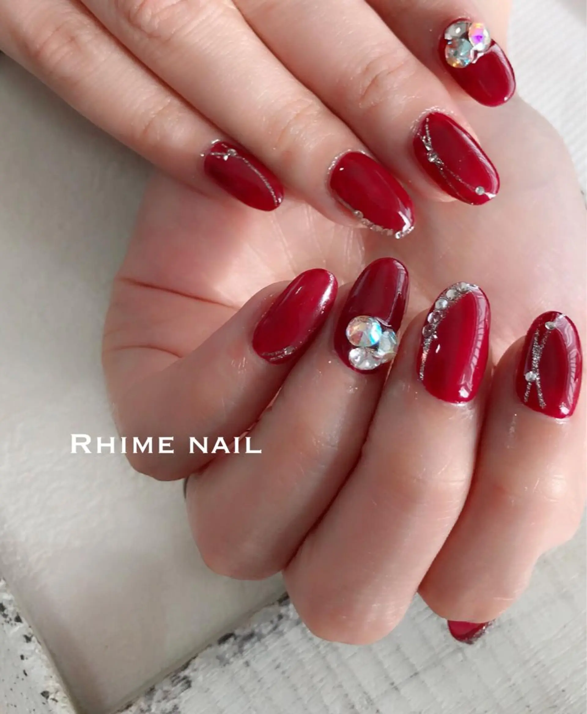 ネイル アートネイル ボルドー 入学式 ジェルネイル 卒業式 Rhime nail ライムネイルのネイルデザイン